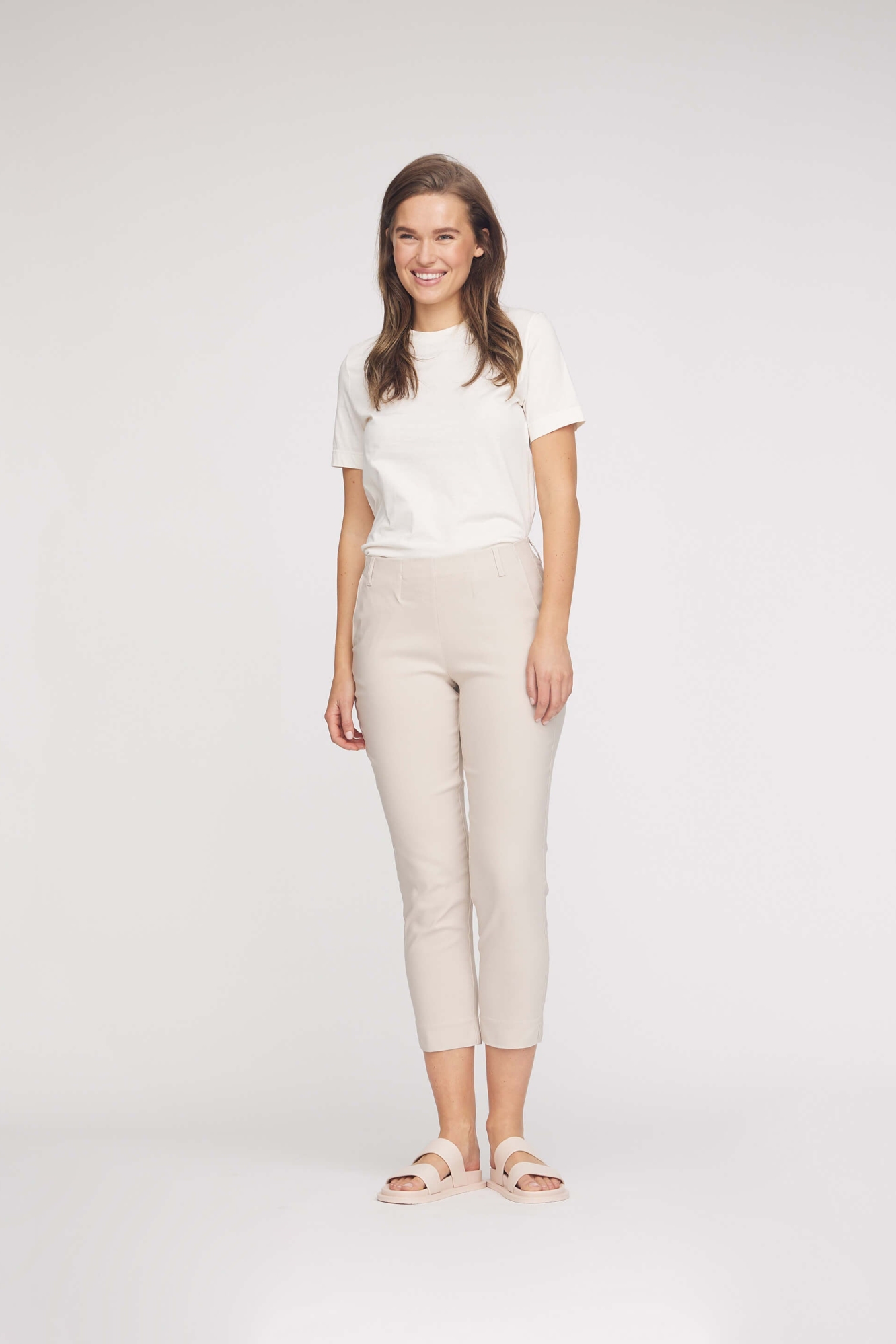 LAURIE  Broek Regular Crop Taylor Grijs Zand