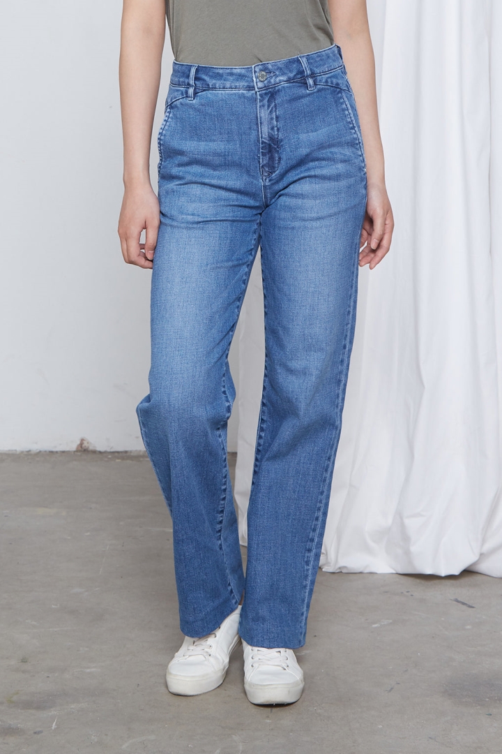 Dawn  Jeans Flared Dew French Pocket Blauw