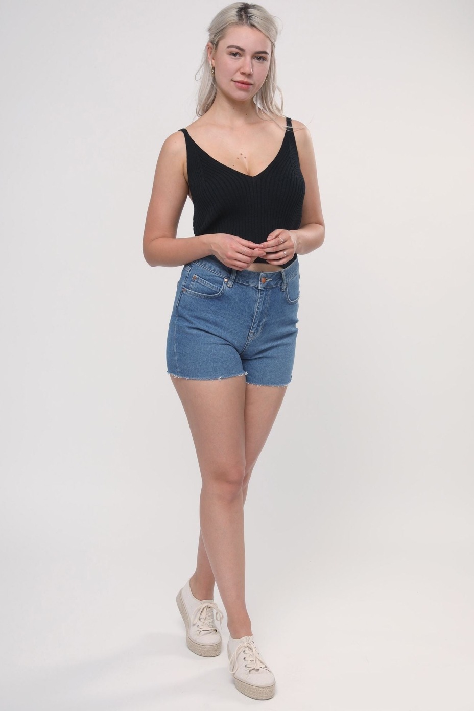 LOVJOI  Denim Jeans Shorts Frittilary Blauw