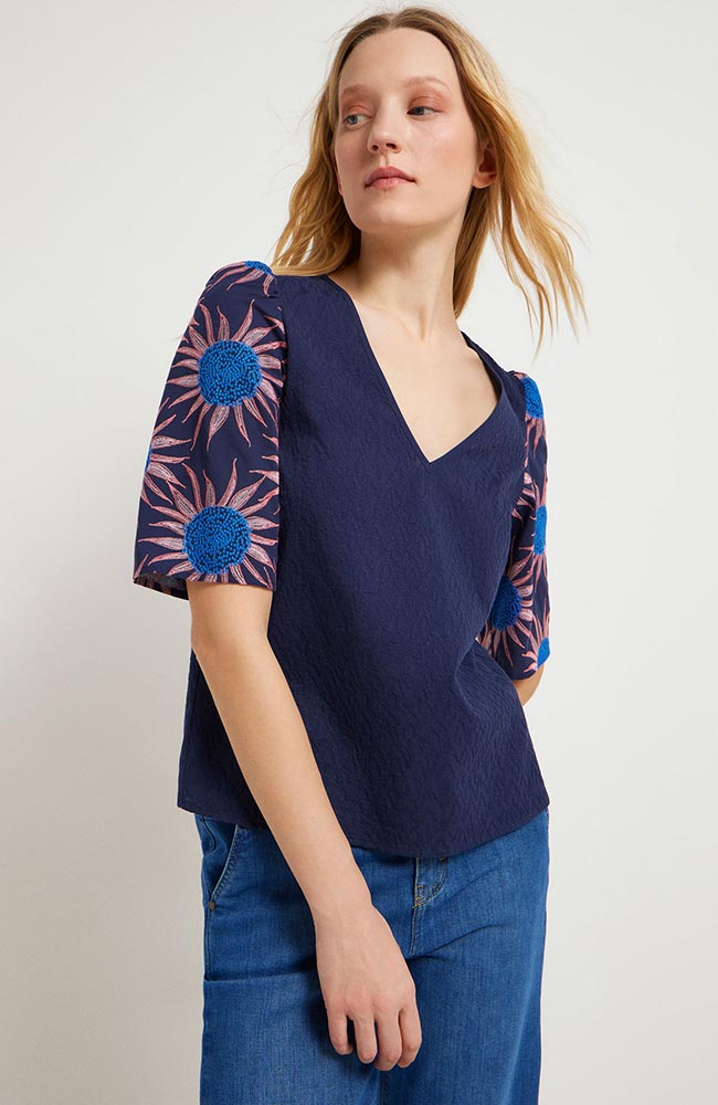 Lanius  Blouse Bloem Blauw