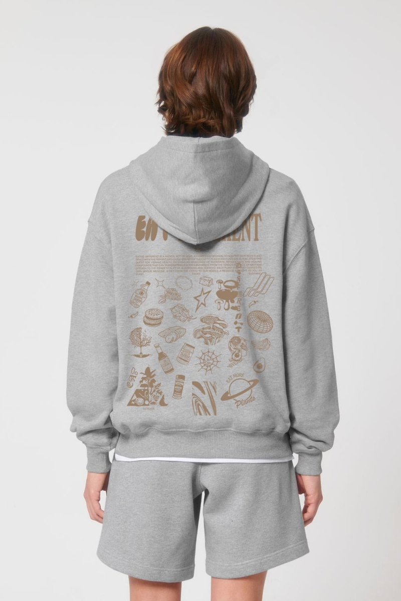 Plant Faced Clothing  Hoodie Deluxe Eat Different Heidegrijs