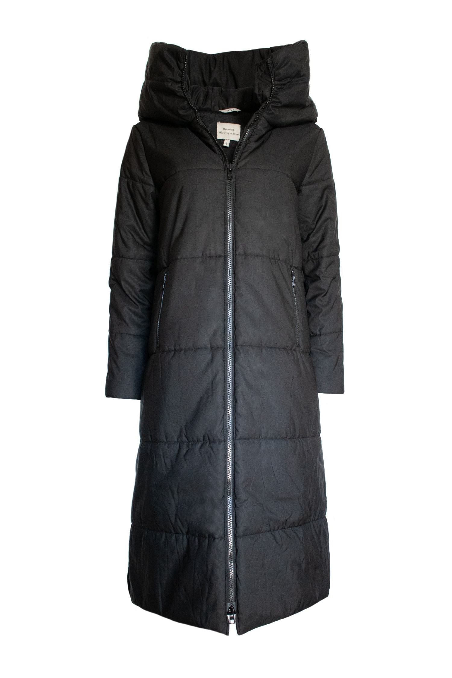 Will's Vegan Store  Lange Puffer Gerecycled Zwart