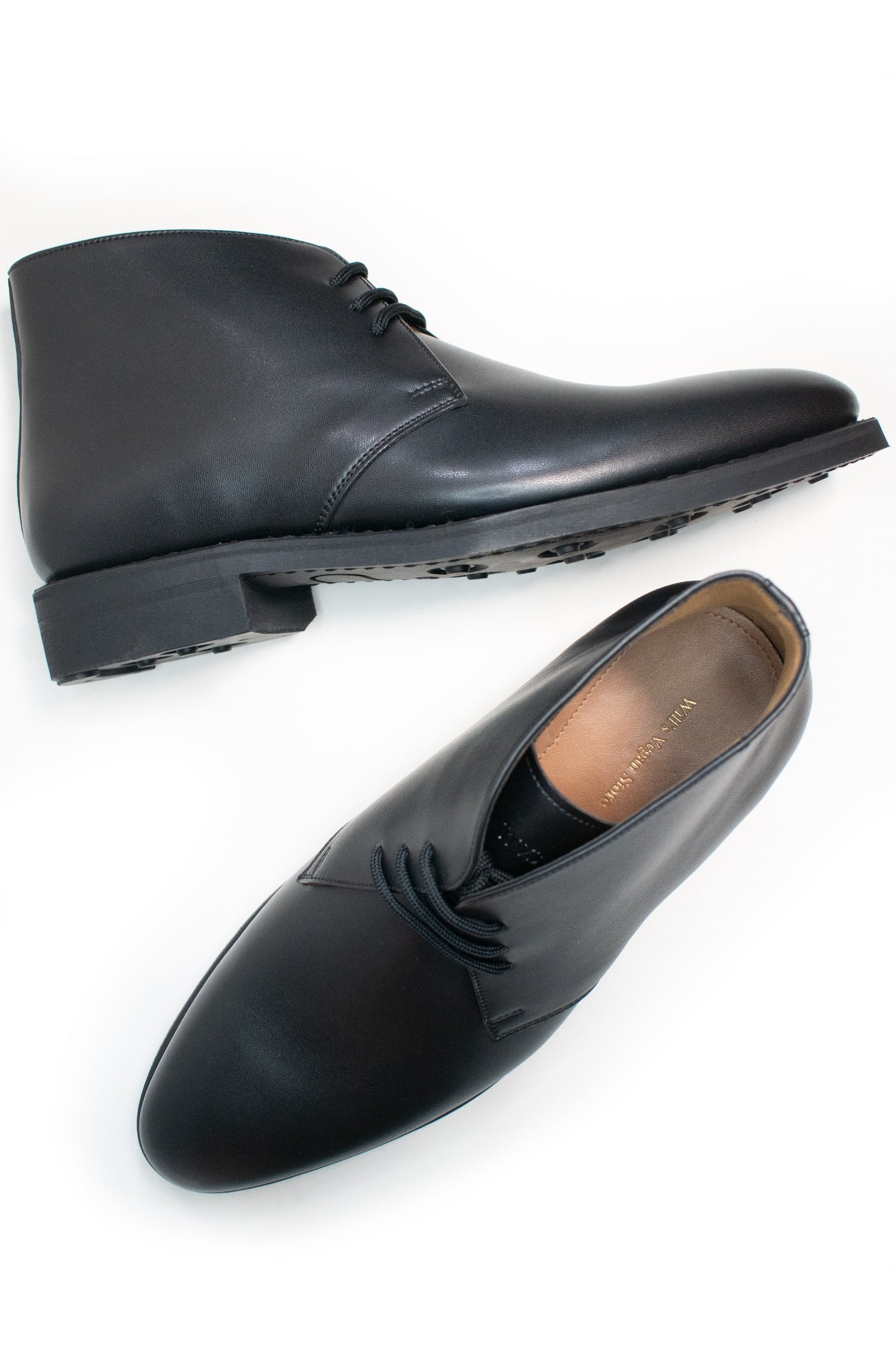 Will's Vegan Store mannen vegan Chukka Laarzen Goodyear Welt Zwart