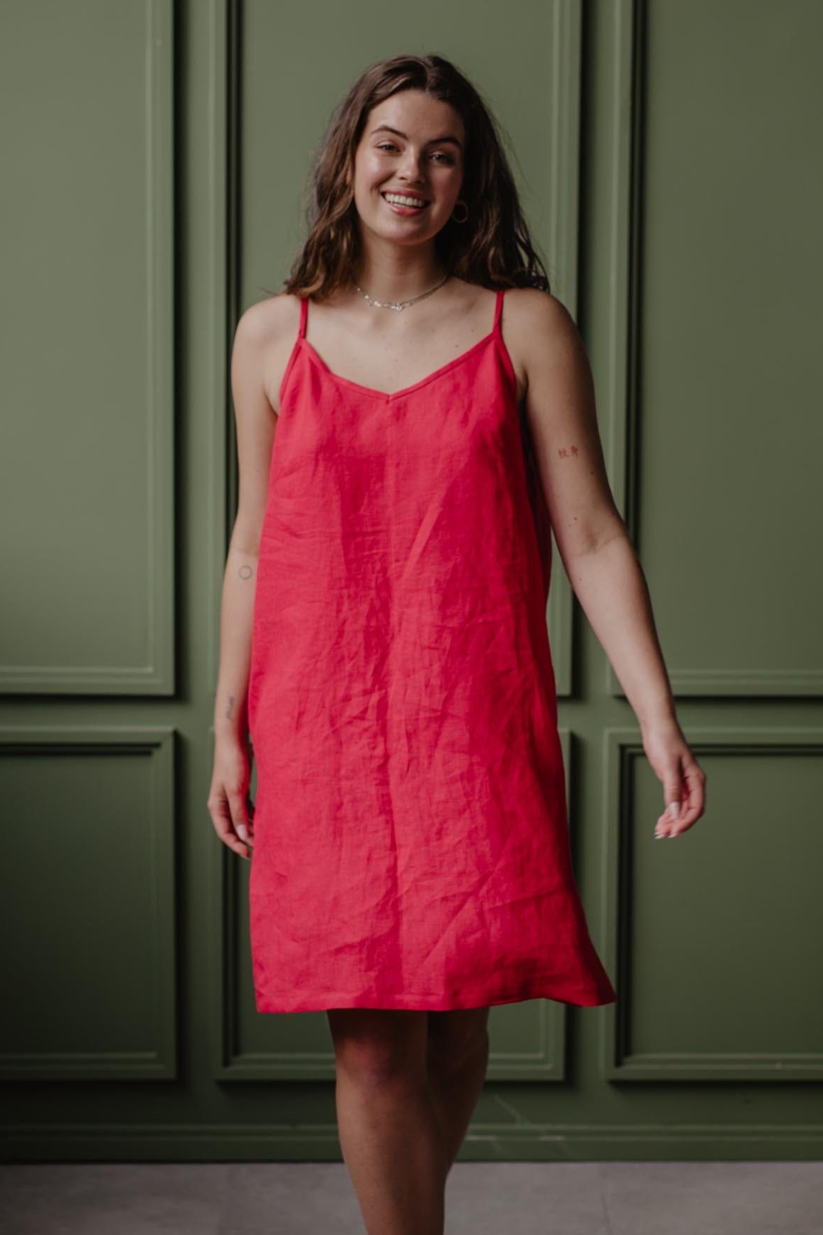 AmourLinen  Slipjurk Zoe Viva Magenta