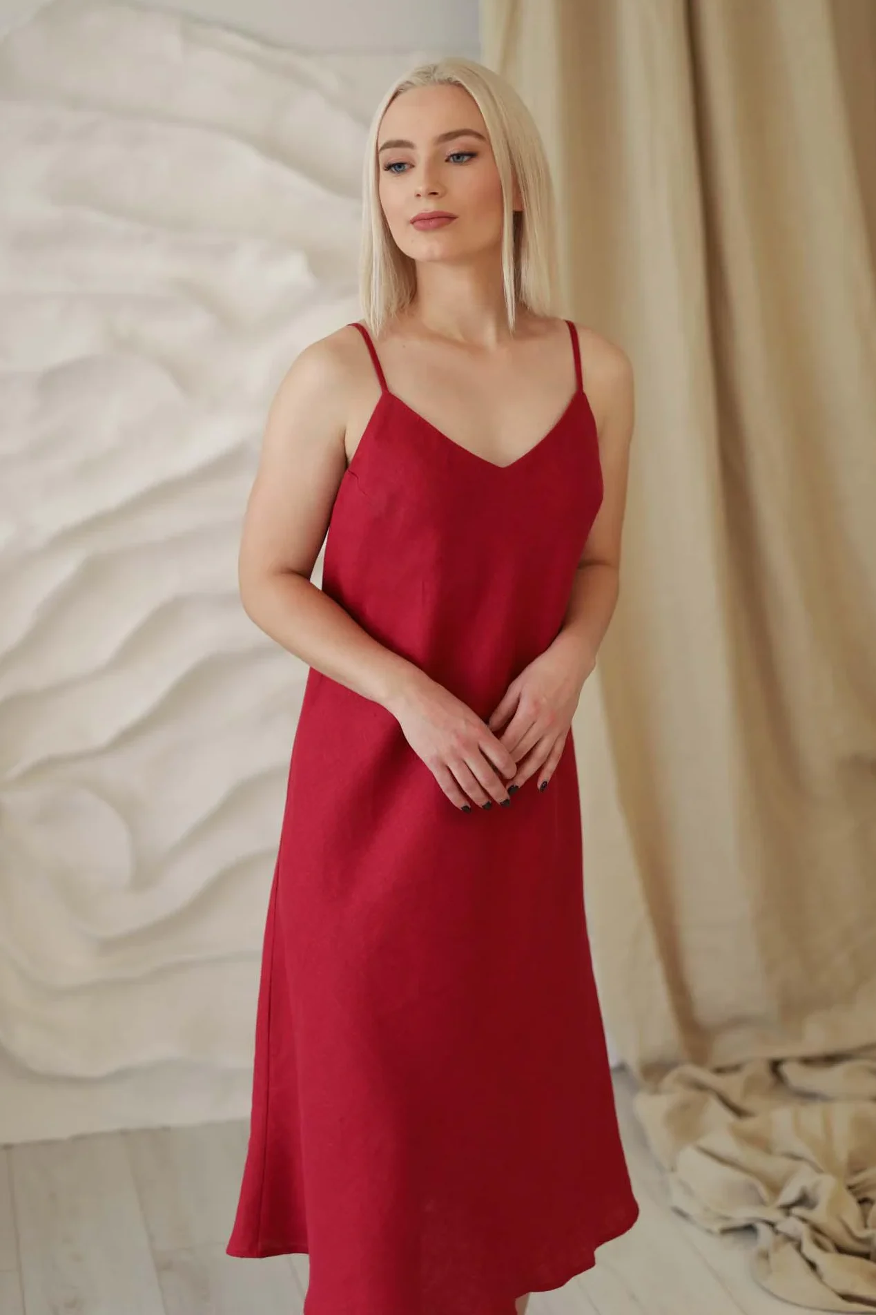 Amber Linen  Jurk Sperlonga Rood