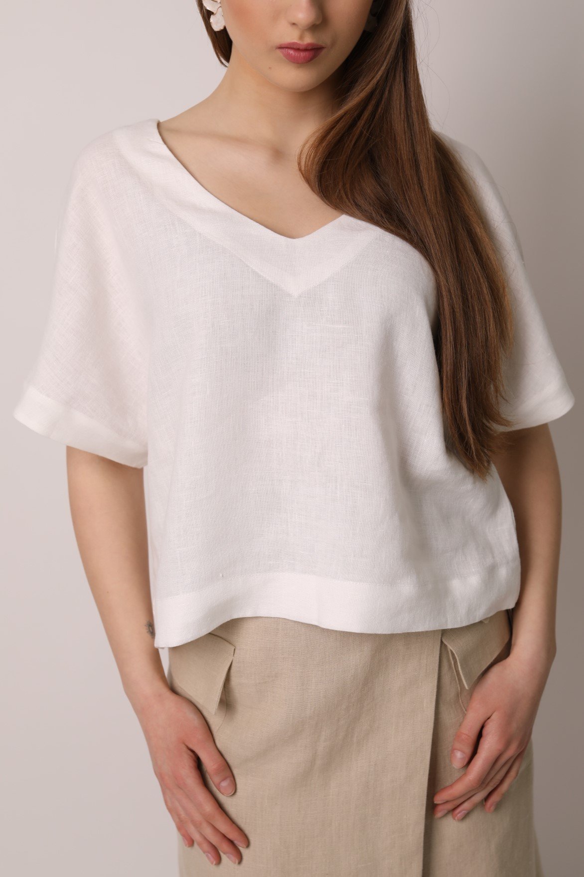Amber Linen  Top Malta Wit