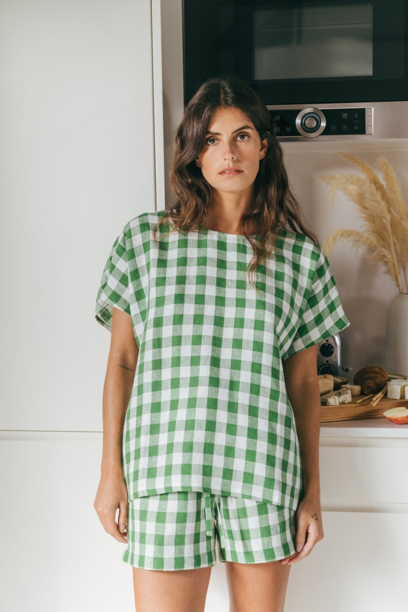 AmourLinen  Set Pyjama Cloud Nine Groen Gingham