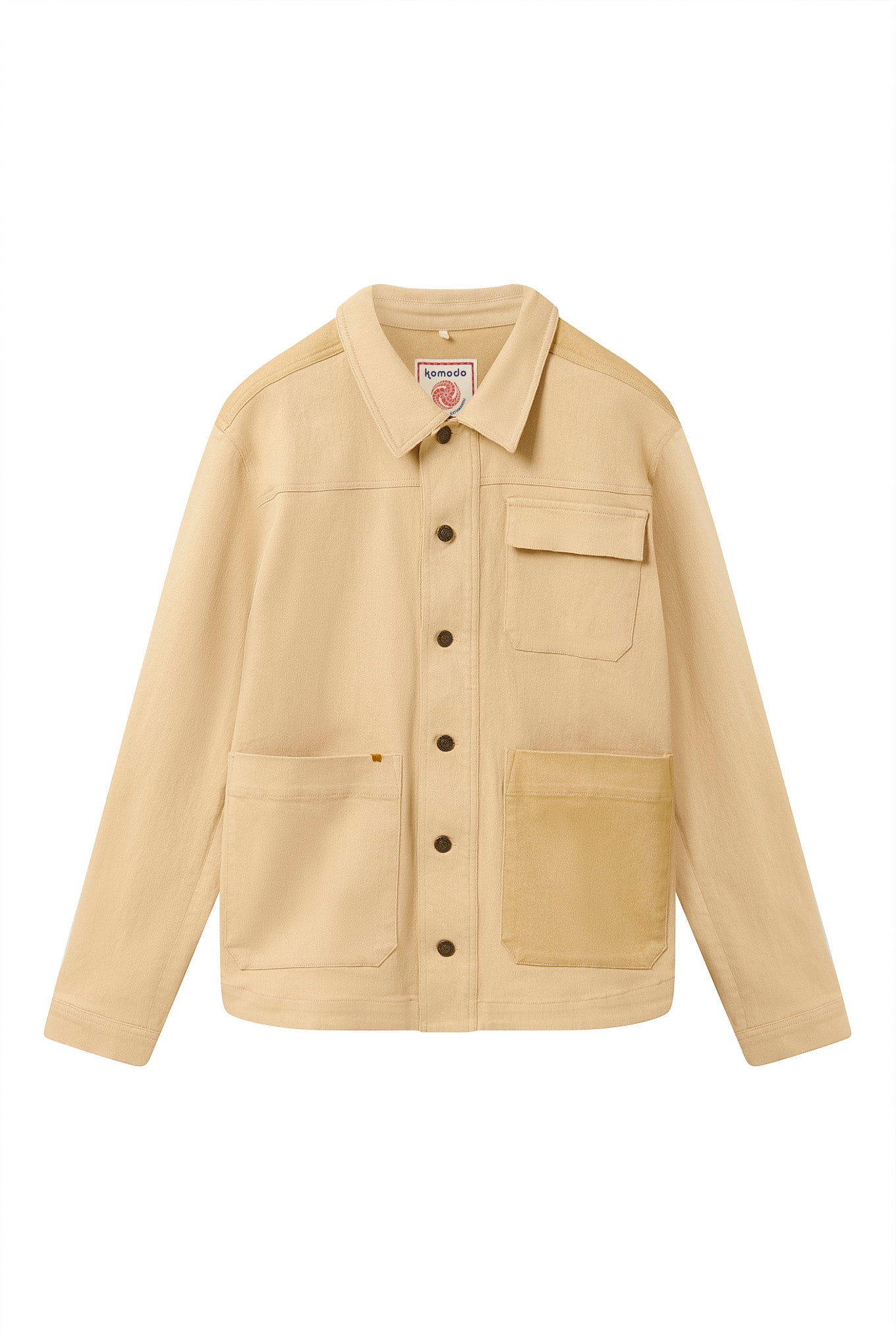 KOMODO mannen vegan Overshirt Christophie Patch Zandbeige