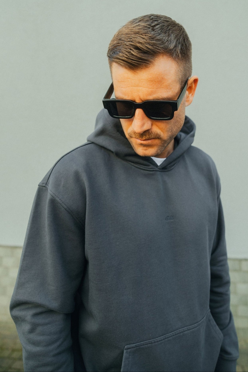 DIRTS mannen vegan Hoodie Klassiek Houtskool