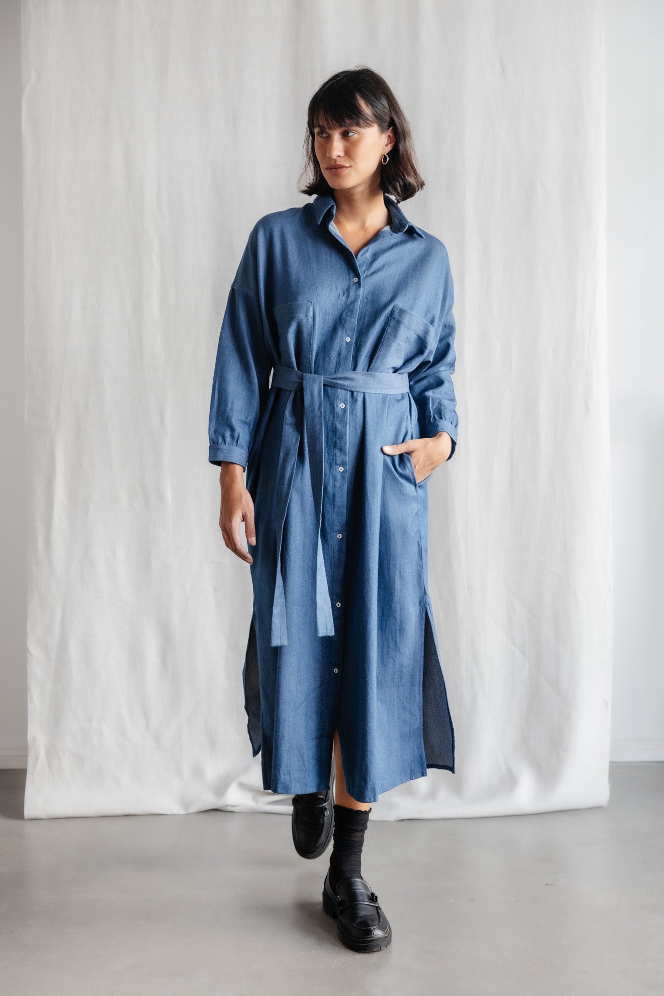 Jyoti - Fair Works  Jurk Ananya Denim Blauw