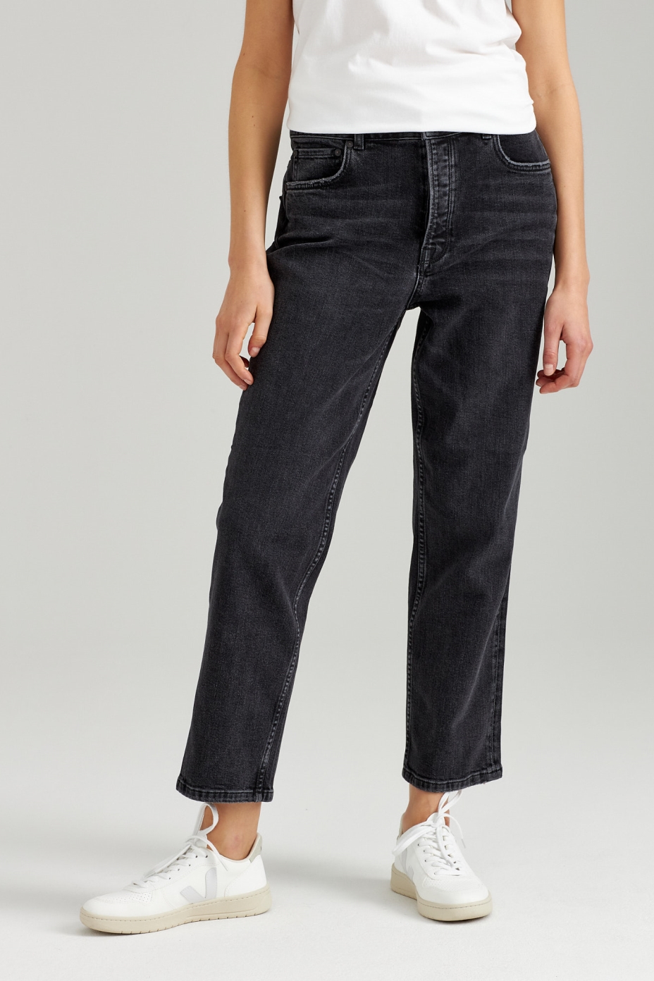 ThokkThokk  Rechte Cropped Jeans Middengrijs