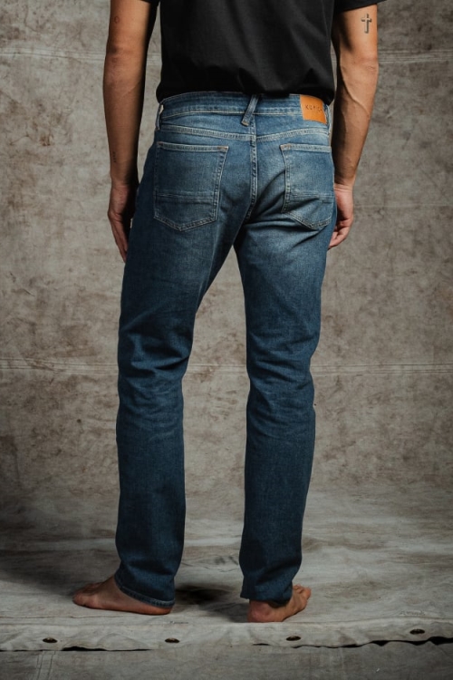 Kuyichi mannen vegan Jeans Jim Regular Slim Verouderd Indigo