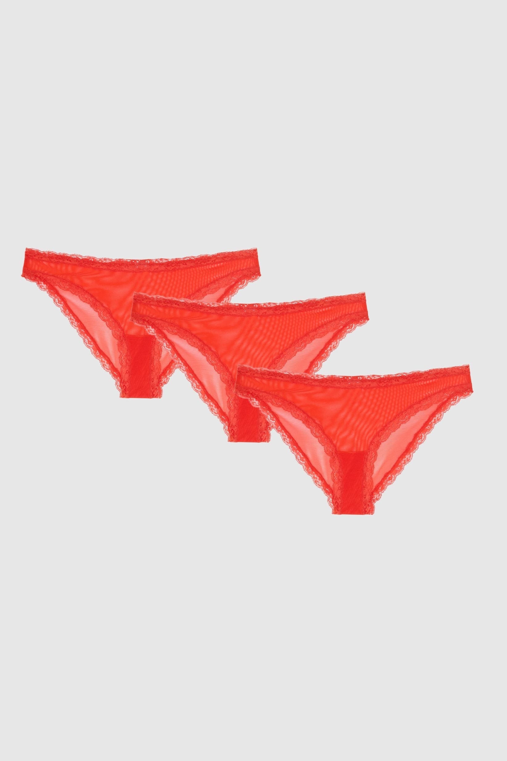 Understatement  Multipack Bikini Slips Mesh Kanten Trim Vurig Rood