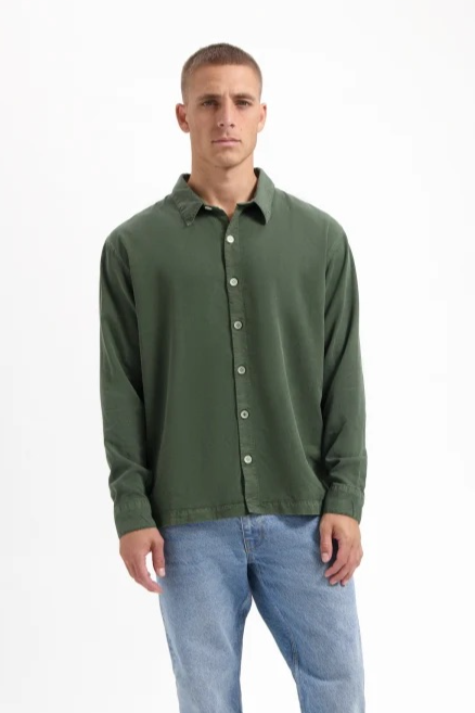 Kuyichi mannen vegan Overshirt Ls Jack Mosgroen