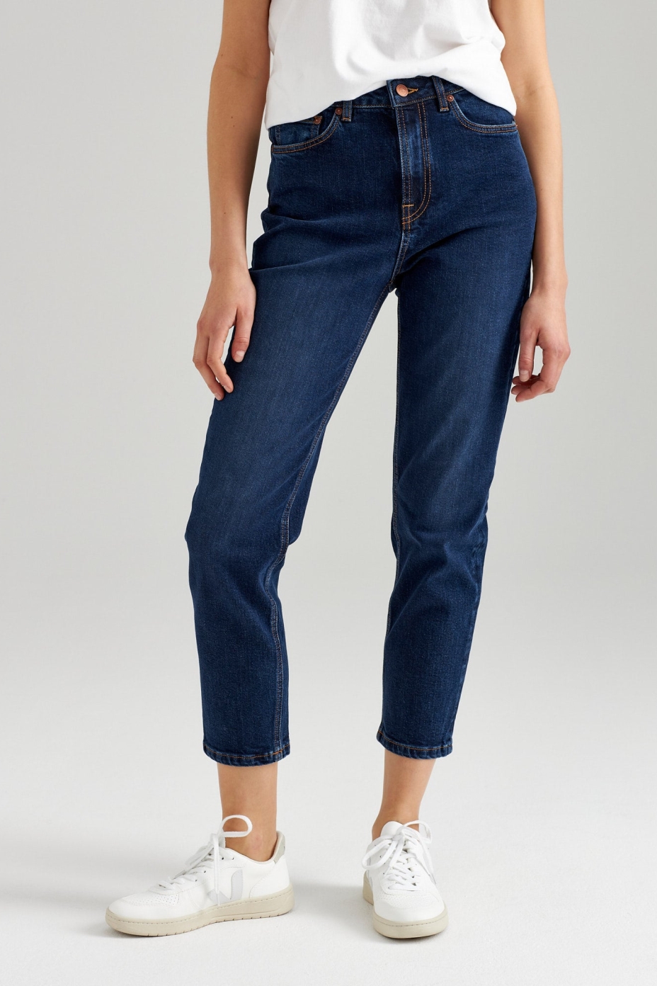 ThokkThokk  Mom Cropped Jeans Indigoblauw