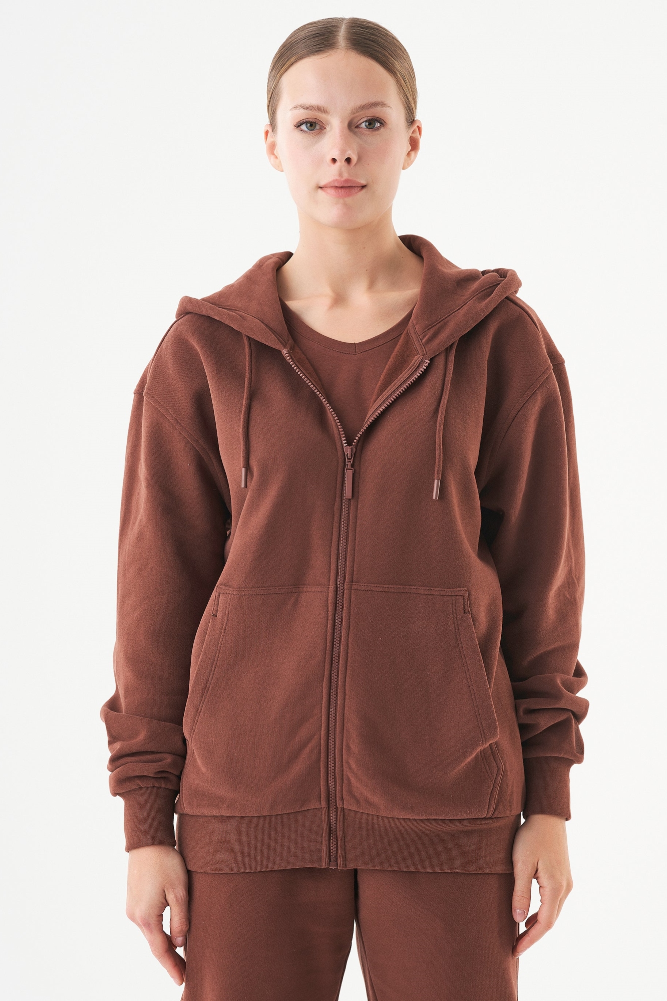 ORGANICATION mannen vegan Unisex Zip-Up Hoodie Junda Coffee