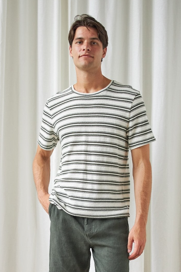 TWOTHIRDS mannen vegan T-Shirt Met Groene Strepen