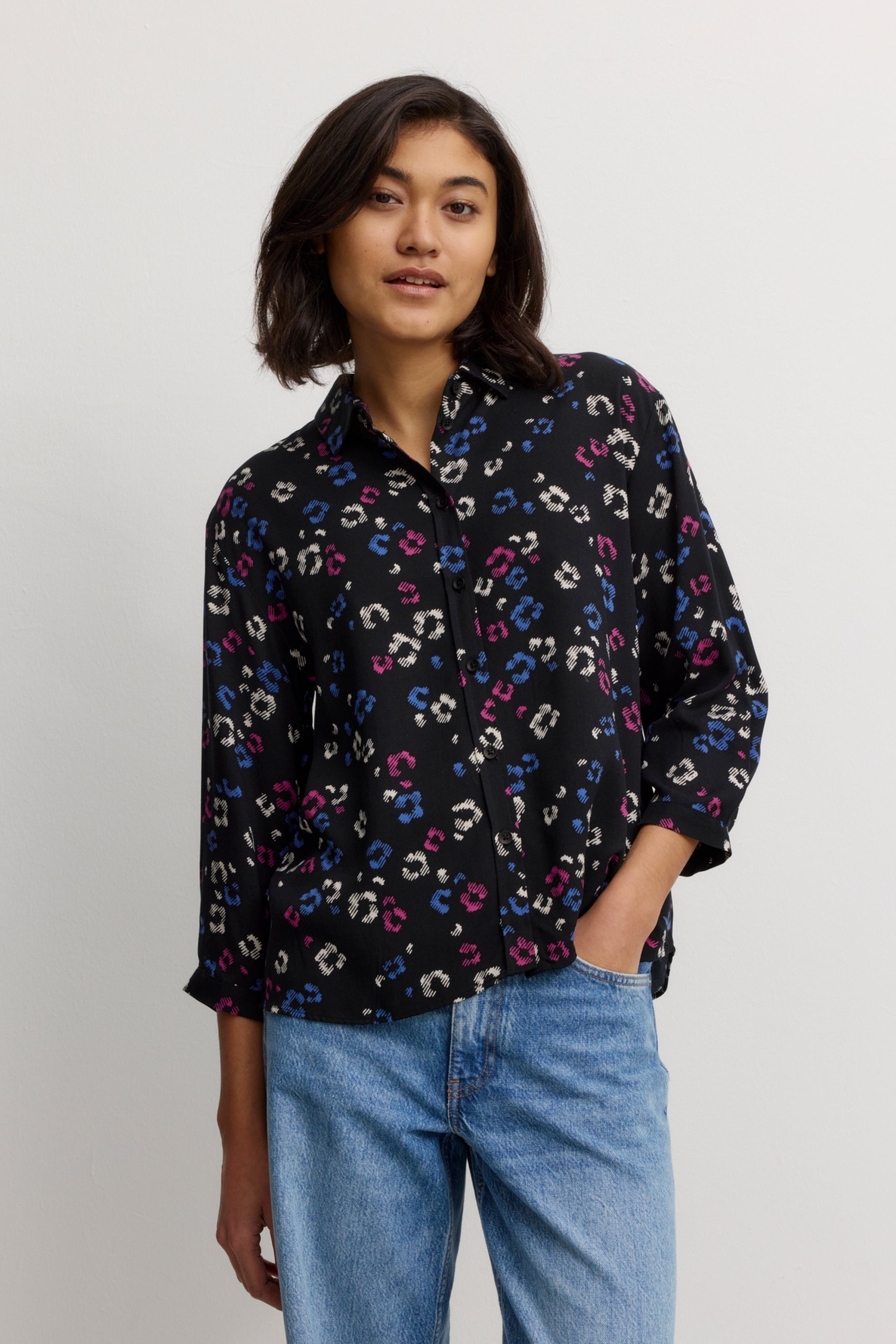 Recolution  Blouse Cypress Blossom Zwart