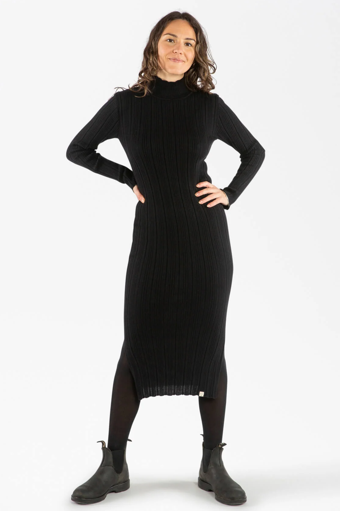 MATONA  Jurk Ribbed Onyx Zwart