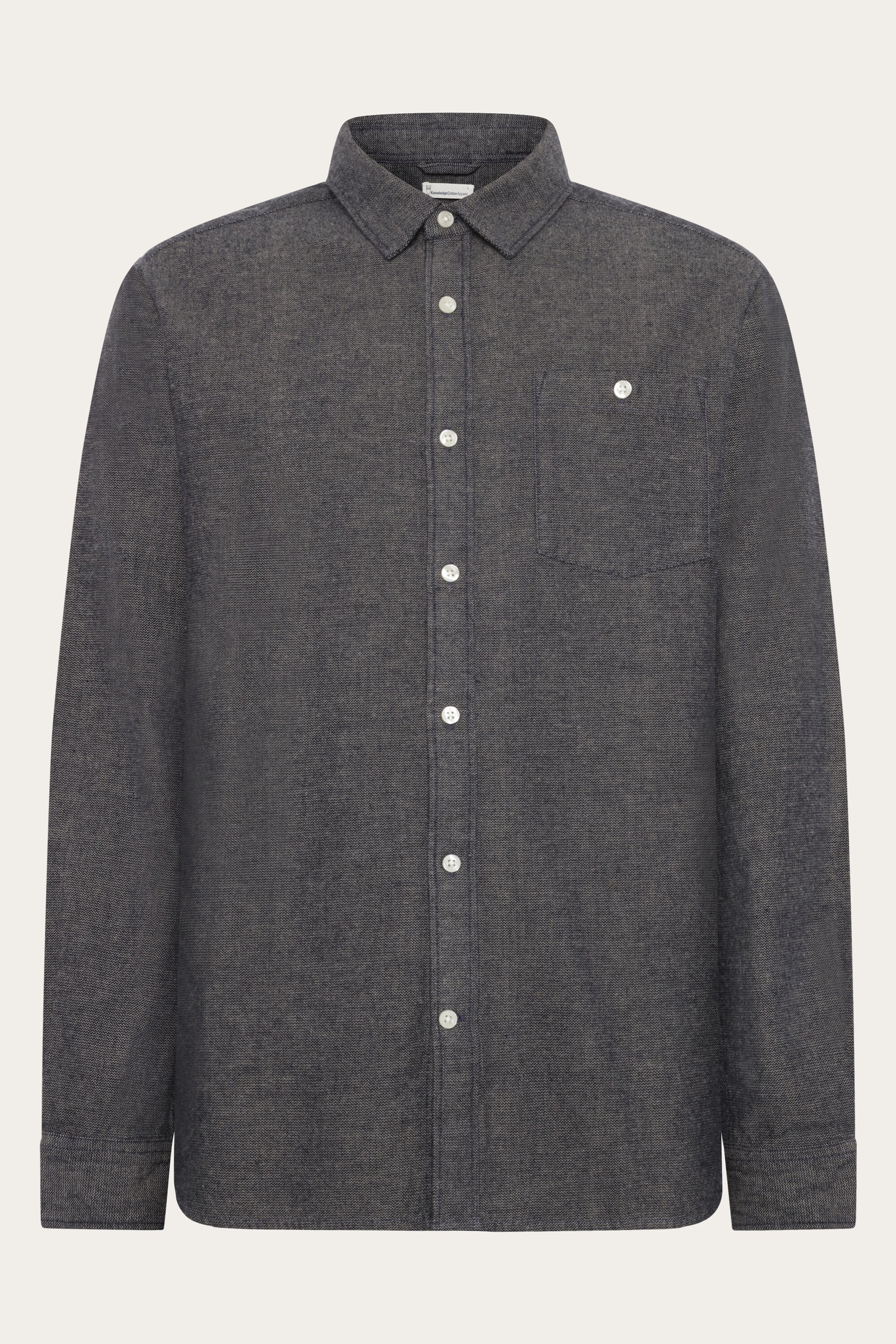 KnowledgeCotton Apparel mannen vegan Shirt Flanel Night Sky Marineblauw/Grijs