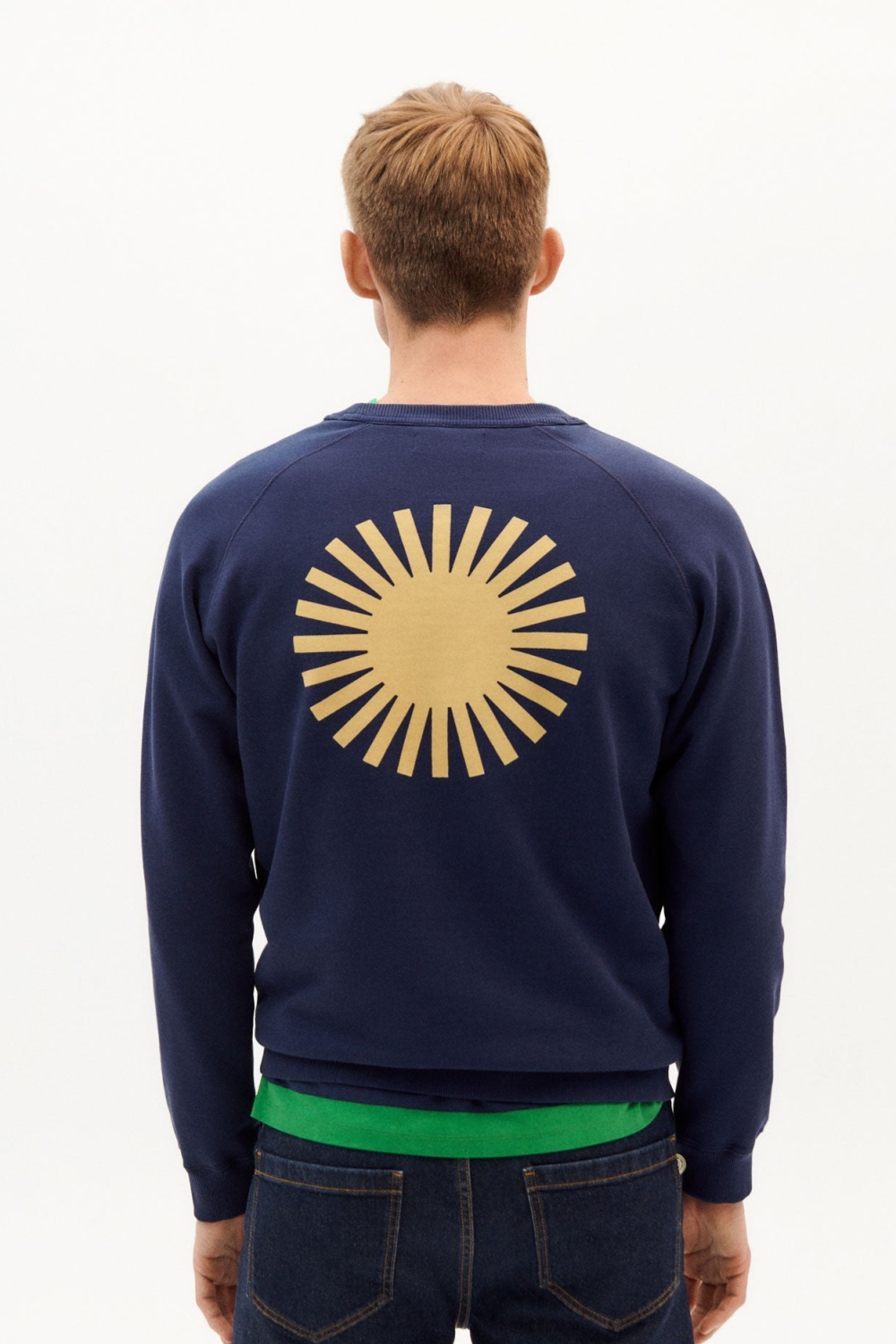 Thinking MU mannen vegan Sweatshirt Marine Geel Zon
