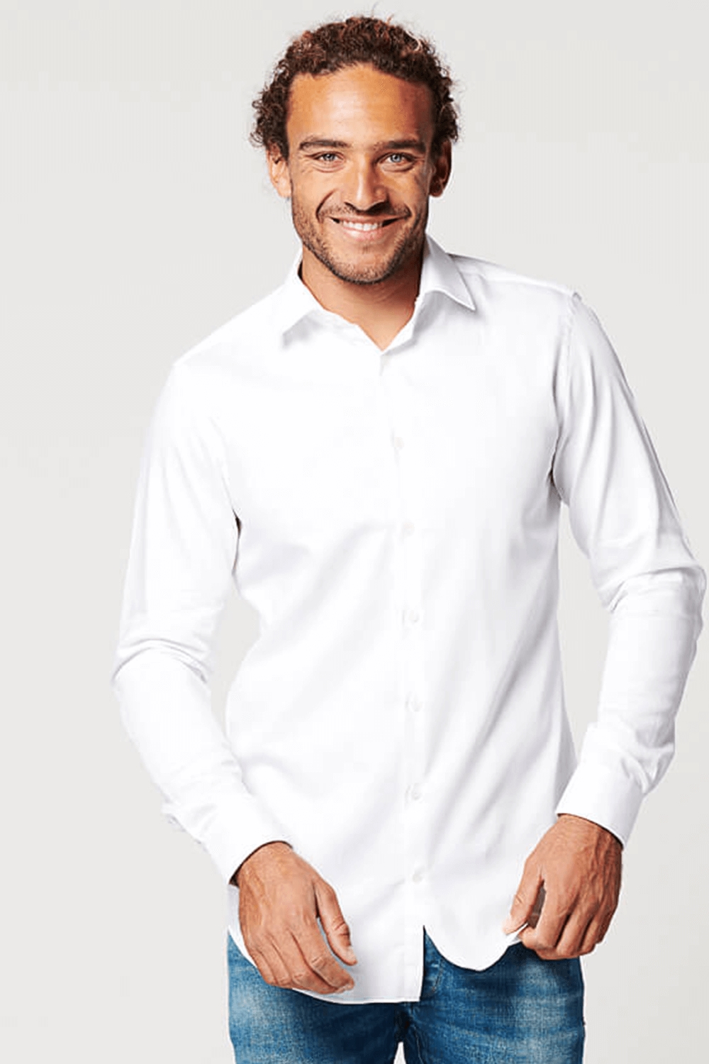 SKOT mannen vegan Overhemd Slim Fit Mouwlengte 7 Circulair Wit