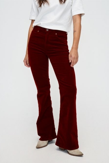 Kuyichi  Spijkerbroek Flare Lisette Corduroy Bordeaux
