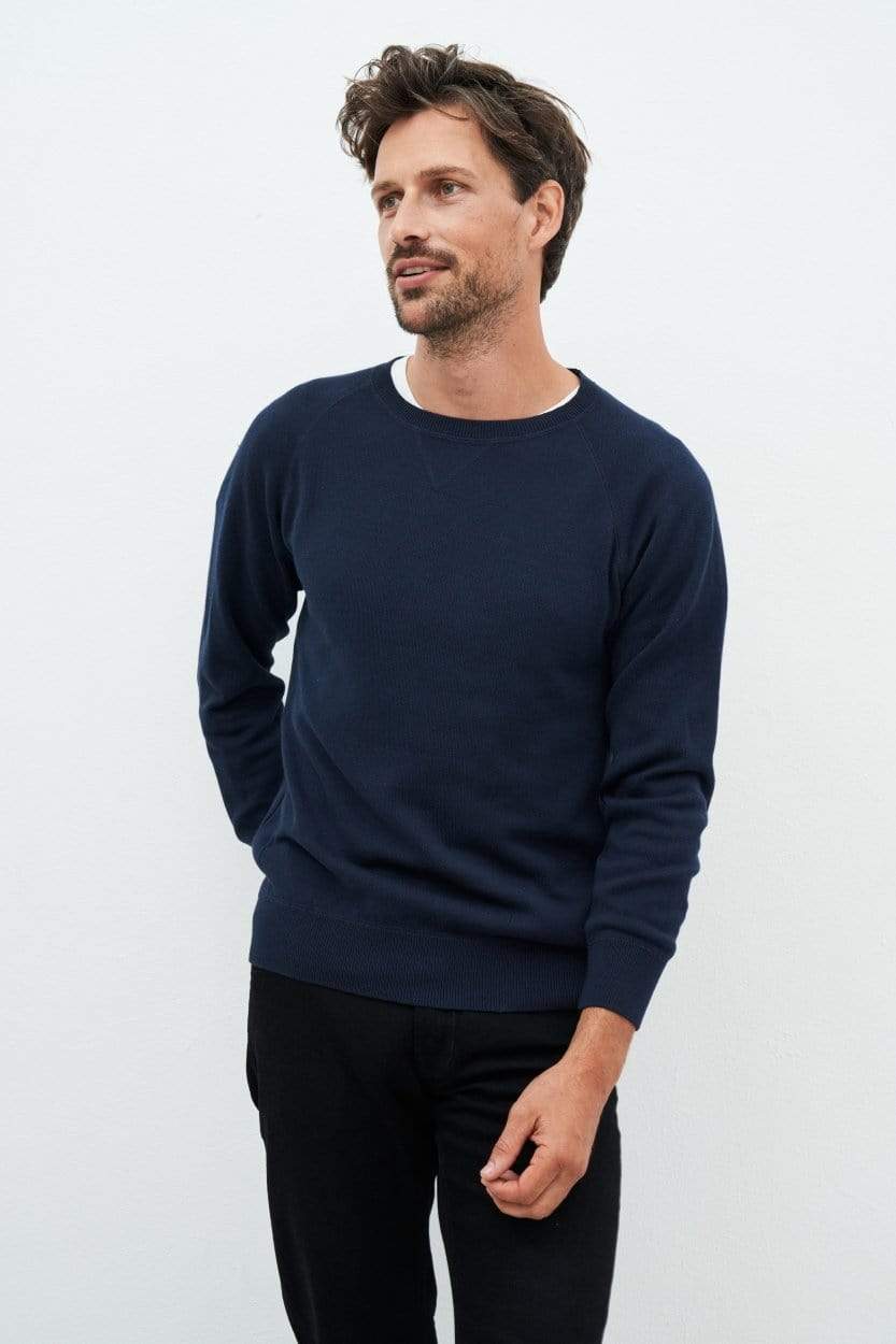 Kuyichi mannen vegan Noel Gebreide Trui Donkerblauw