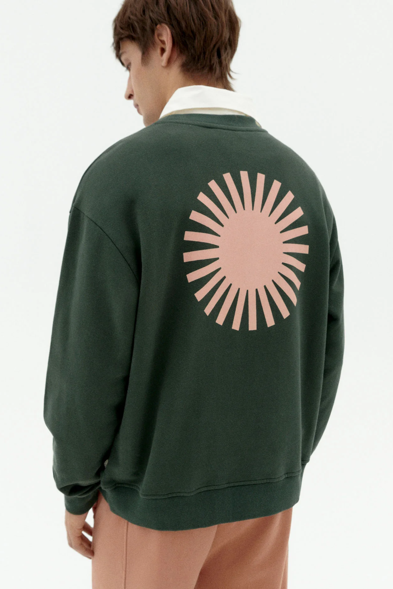 Thinking MU mannen vegan Sweatshirt Leon Koraal Rug Zon Print Groen