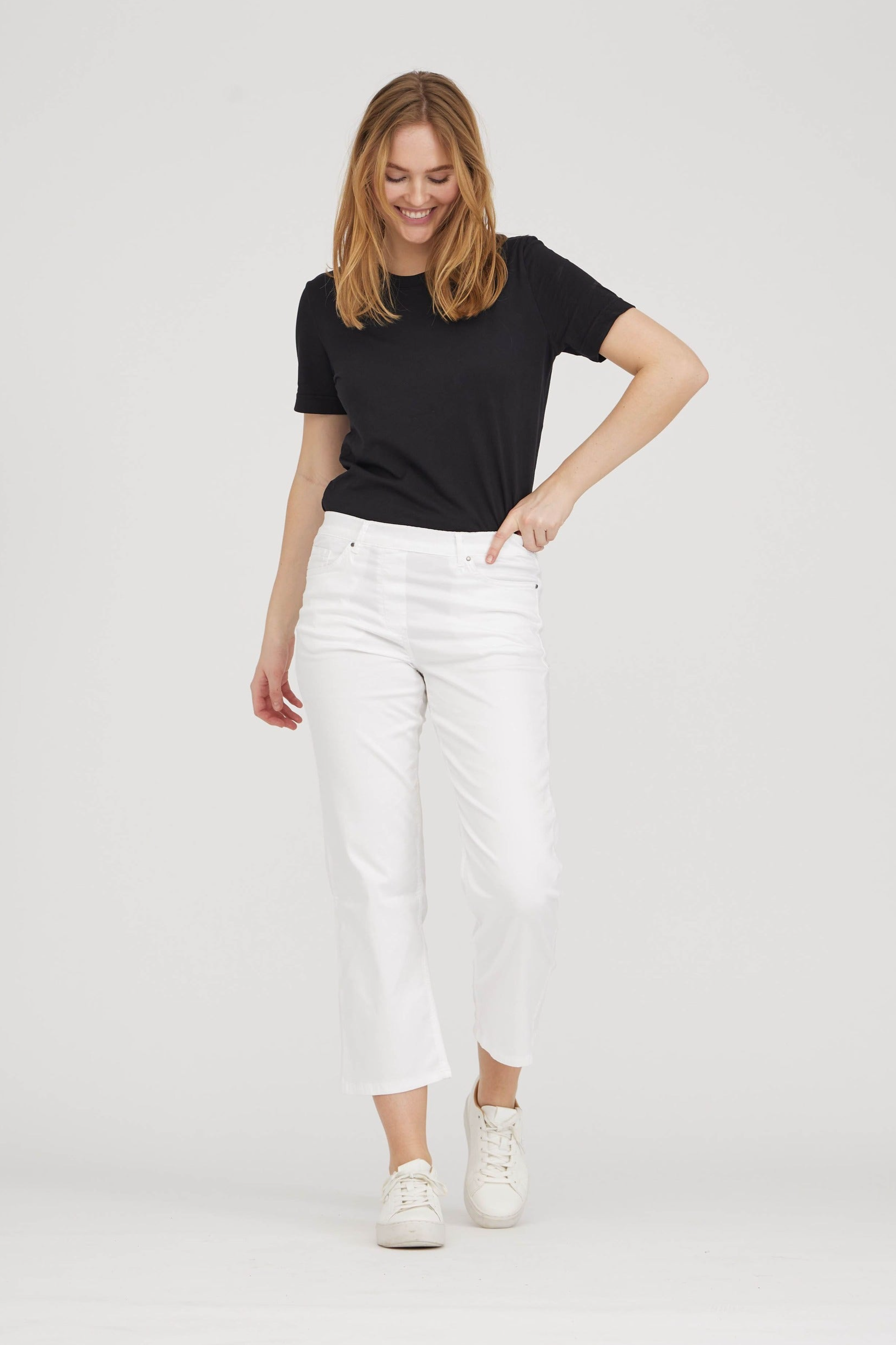 LAURIE  Broek Helen Straight Crop Wit