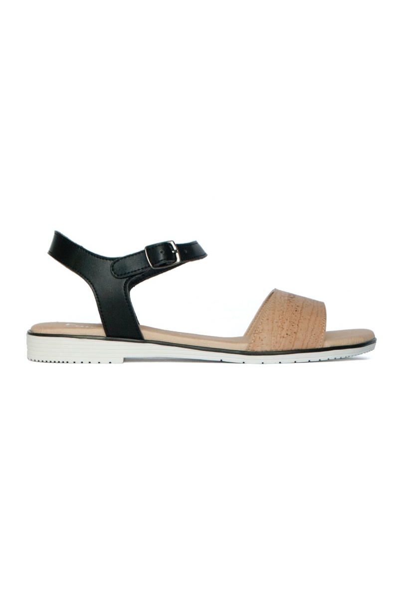 FAIRMA ETHICAL DESIGN  Sandalen Maam Kurk Zwart & Camel