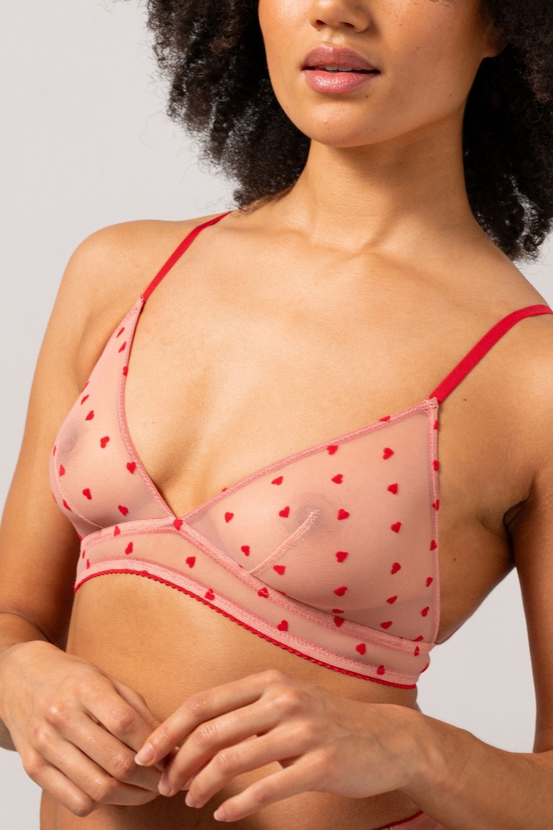 Understatement  Driehoekbralette Van Mesh, Lichtroze En Dieprood