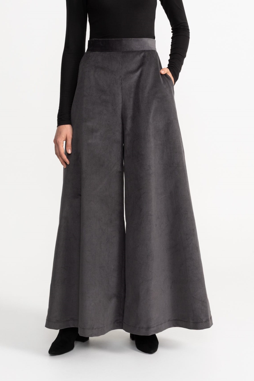 De IONESCU  Broek Palazzo Corduroy Lichtgrijs