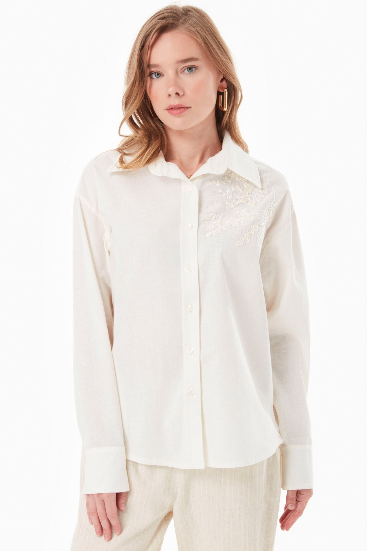 ORGANICATION  Blouse Borduurwerk Off White
