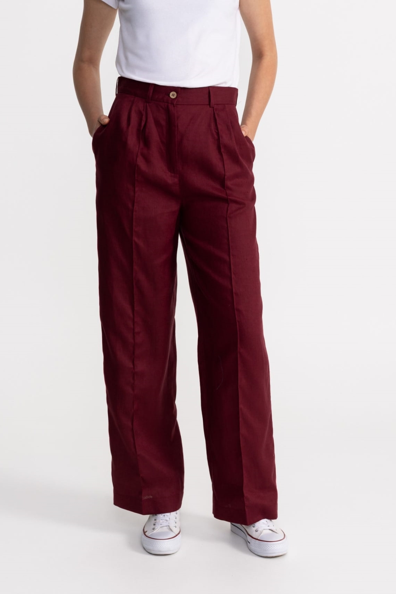De IONESCU  Broek Figa Linen Bordeaux