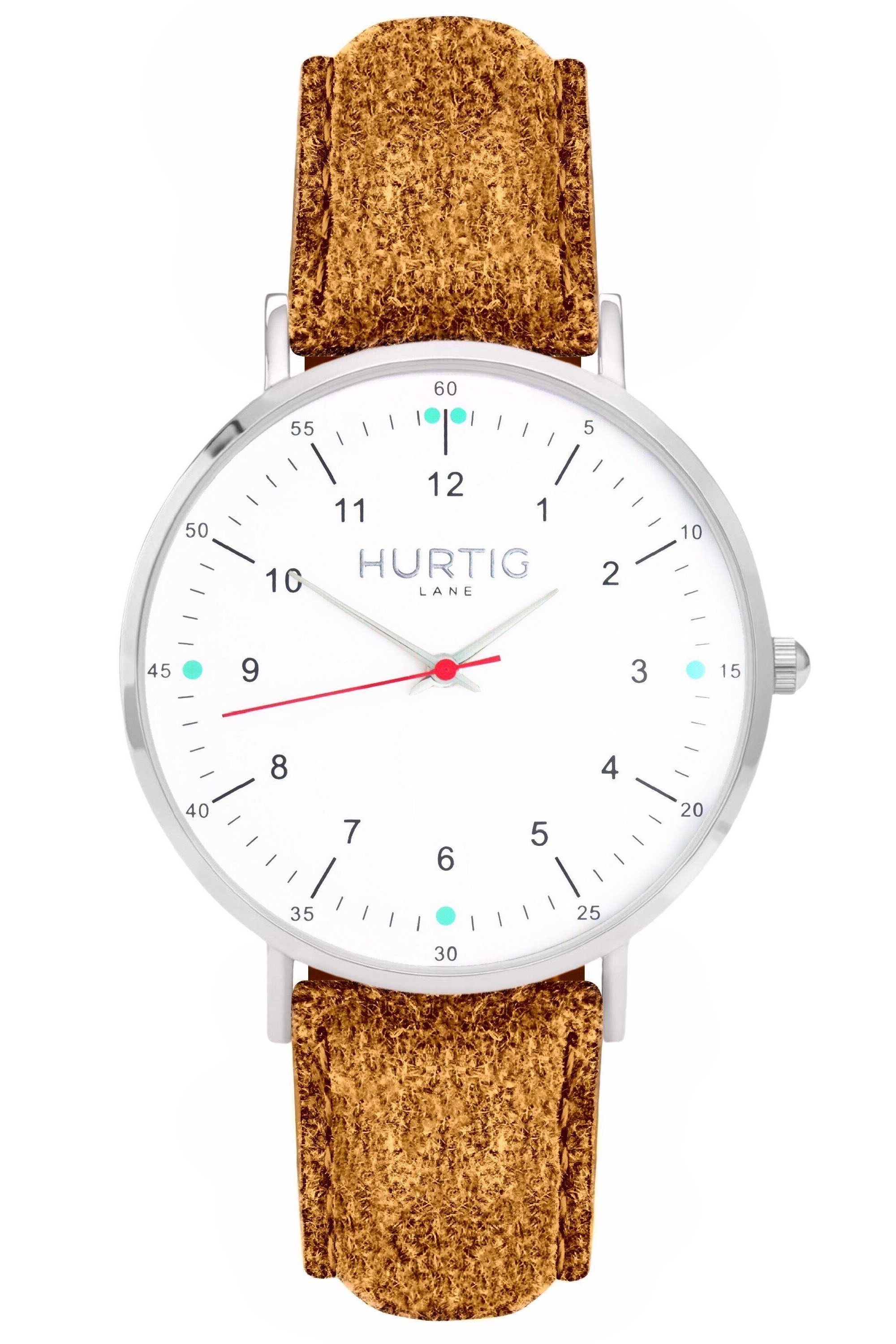 Hurtig Lane mannen vegan Horloge Moderno Tweed Zilver Wit & Karamelbruin