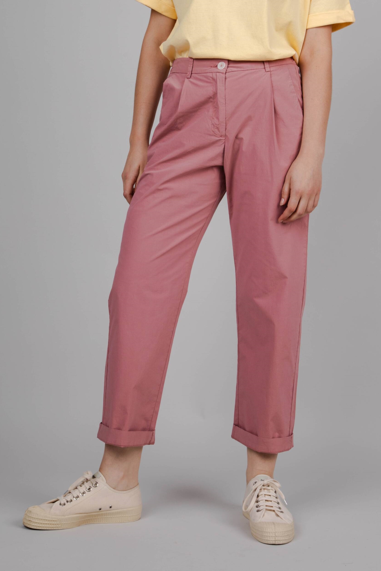 Brava Fabrics  Chino Broek Elastic Plisse Dusty Pink