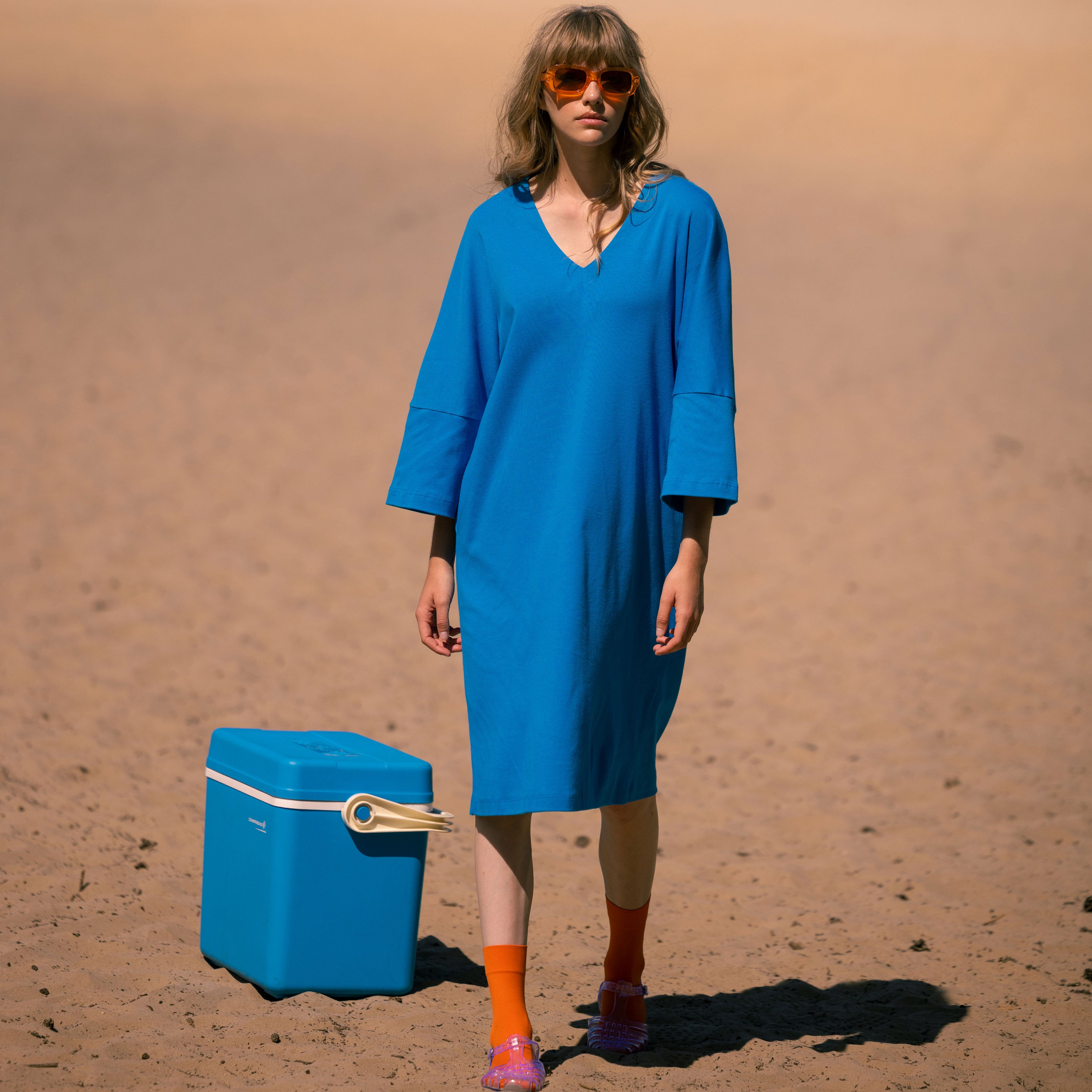 Aurora Midi Dress Directoire Blue