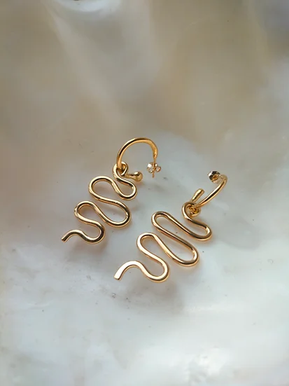 Nouare Jewelry  Slang Oorbellen Goud Vermeil
