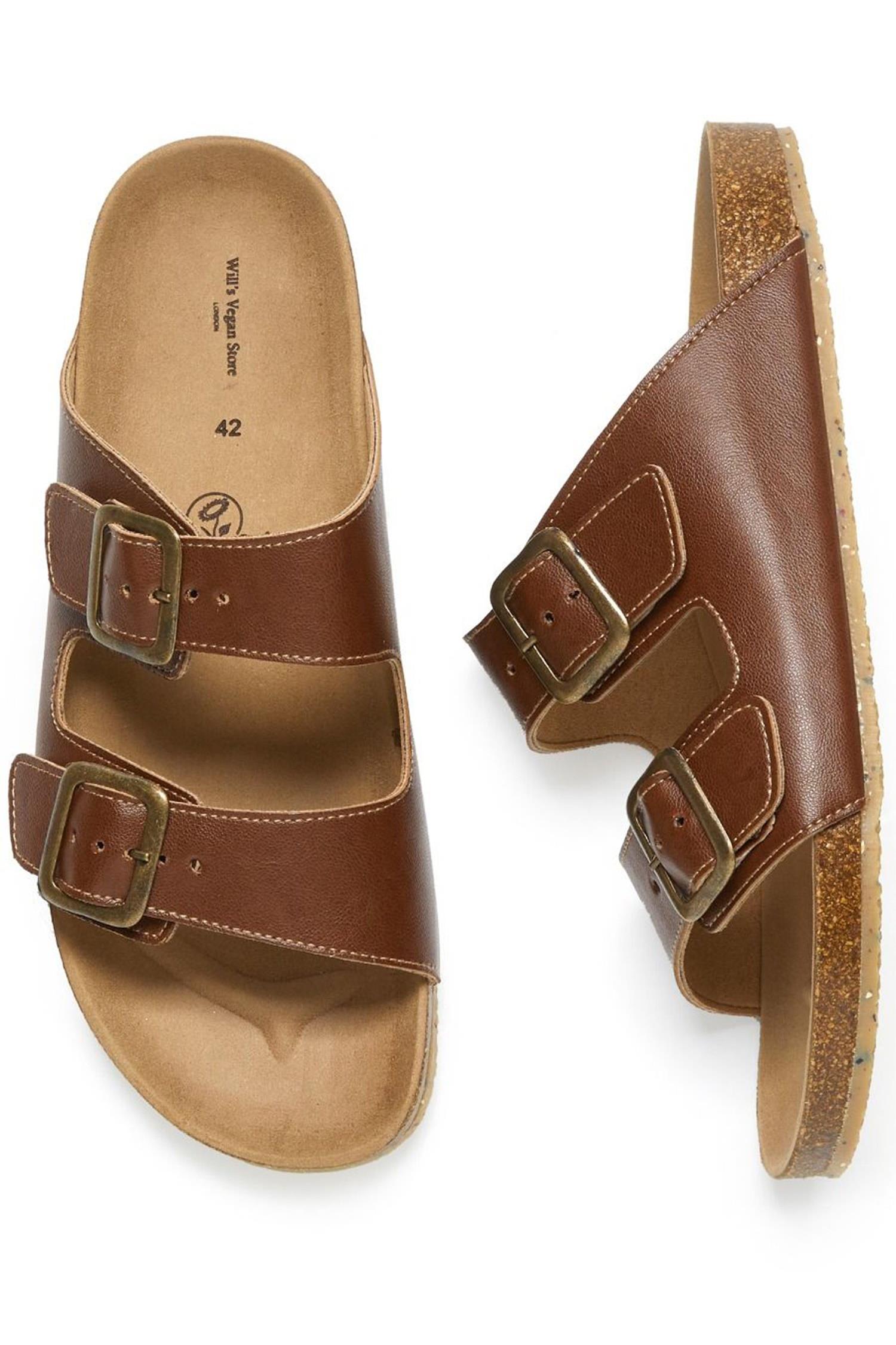 Will's Vegan Store  Sandalen Two Strap Voetbed Bruin