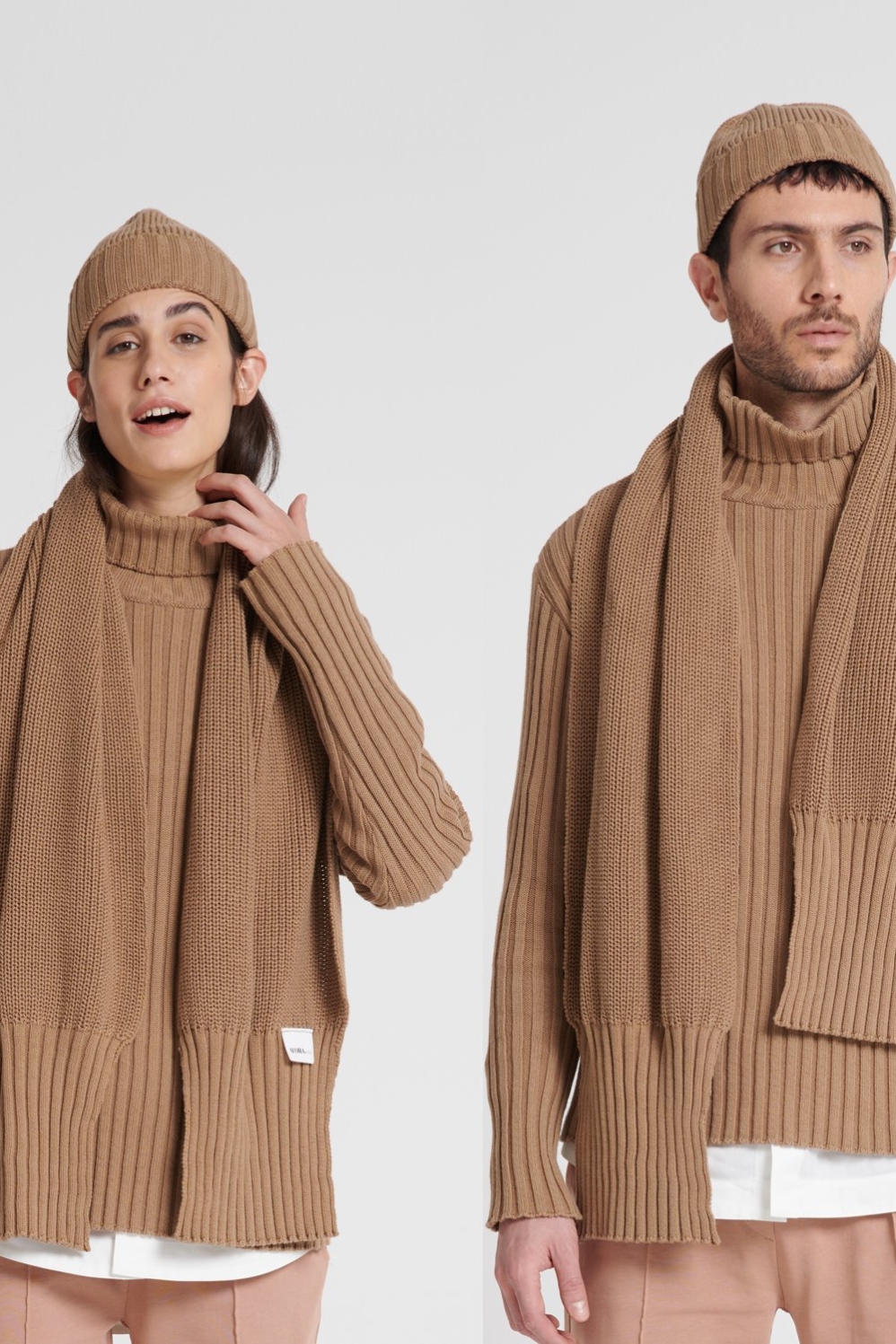AFORA.WORLD mannen vegan Set Van 2 - Muts & Sjaal - Bruin