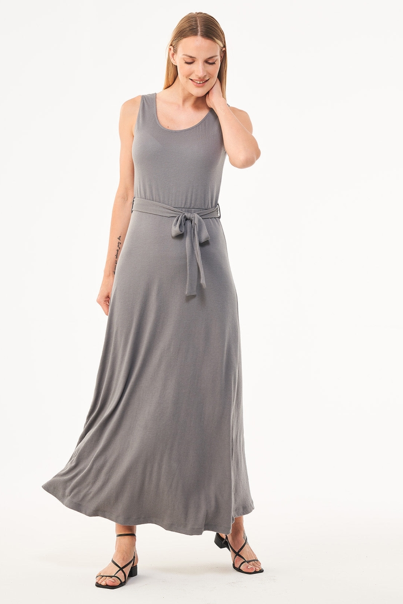ORGANICATION  Lange Jersey Jurk Grijs