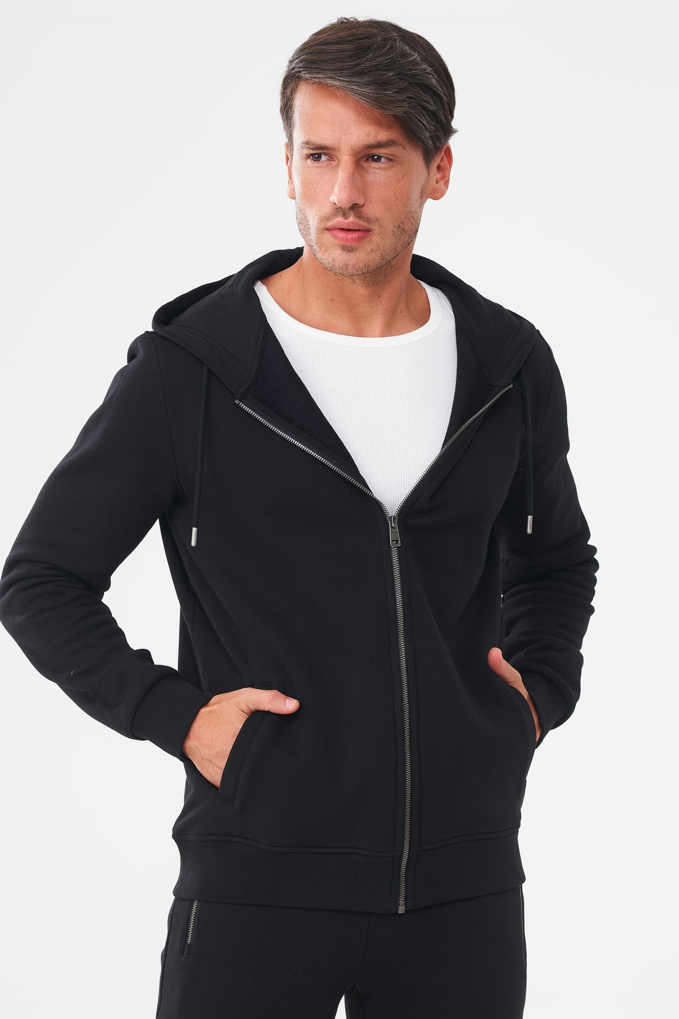 ORGANICATION mannen vegan Zip-Up Hoodie Biologisch Katoen Zwart