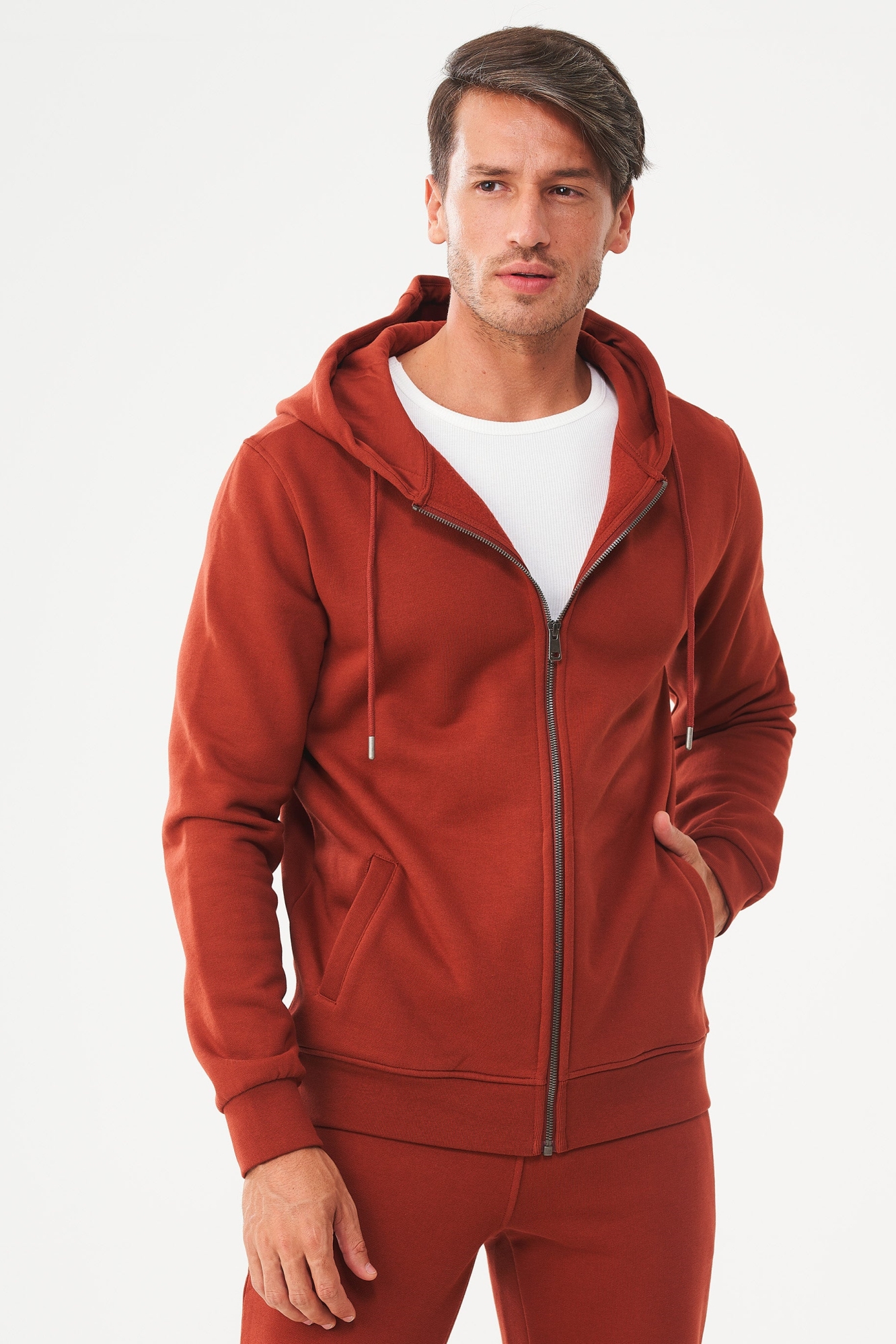 ORGANICATION mannen vegan Zip-Up Hoodie Biologisch Katoen Ginger