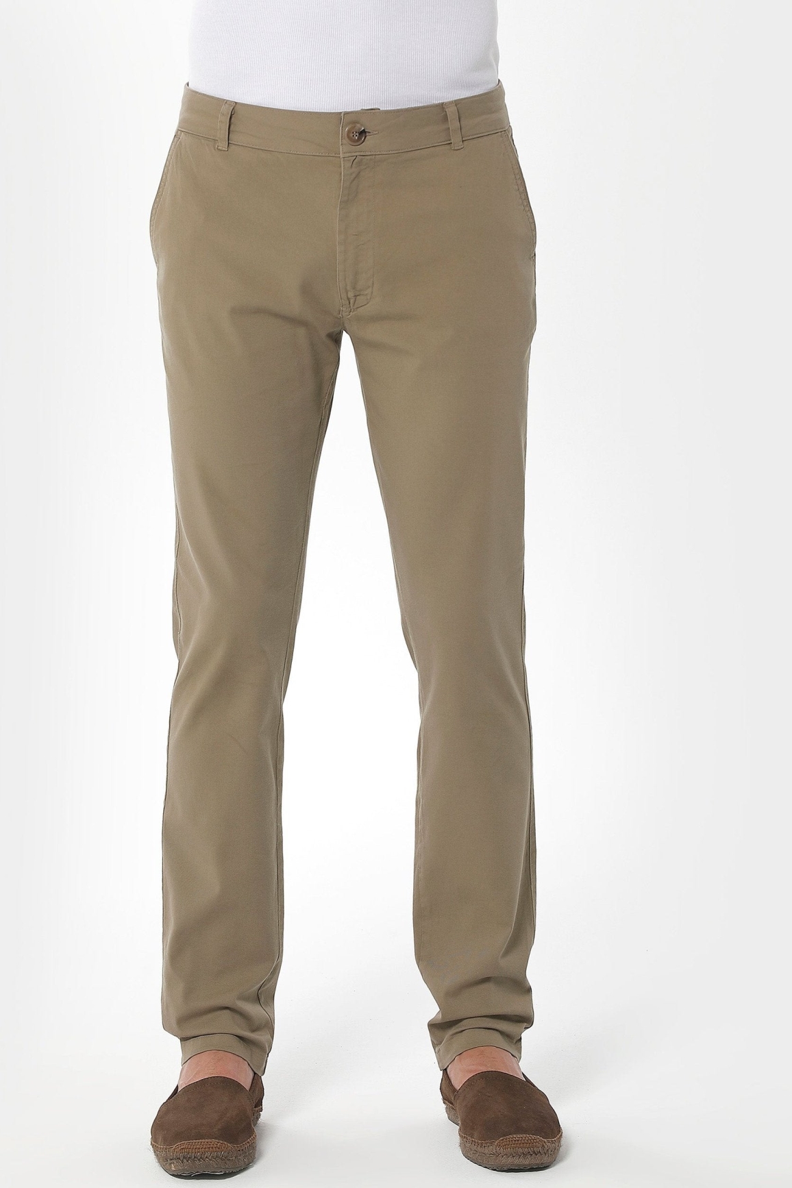 ORGANICATION mannen vegan Chinobroek Slim Olijfgroen