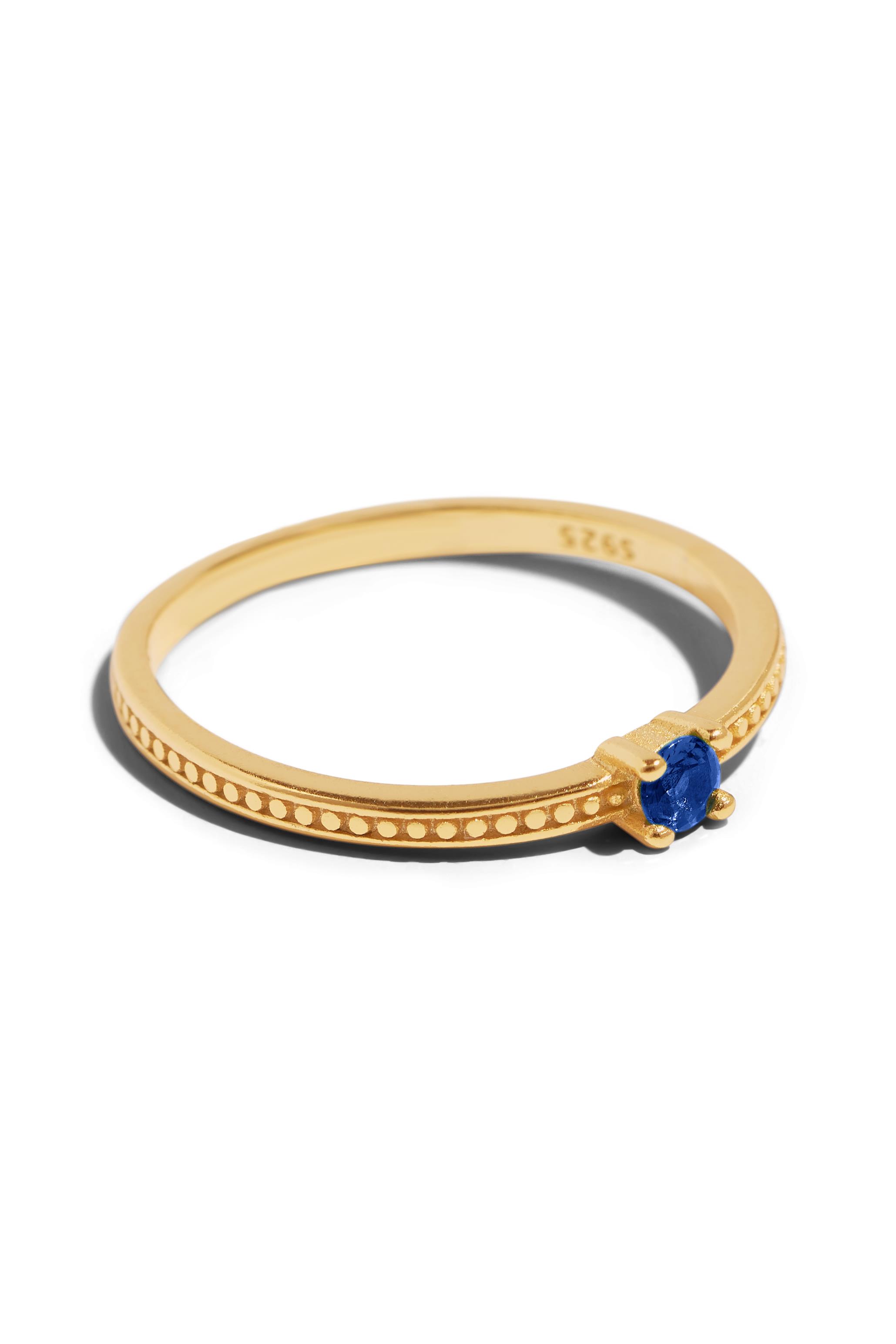 Bound Studios  The Emma Ring Blauw Massief 14k Recycled Goud