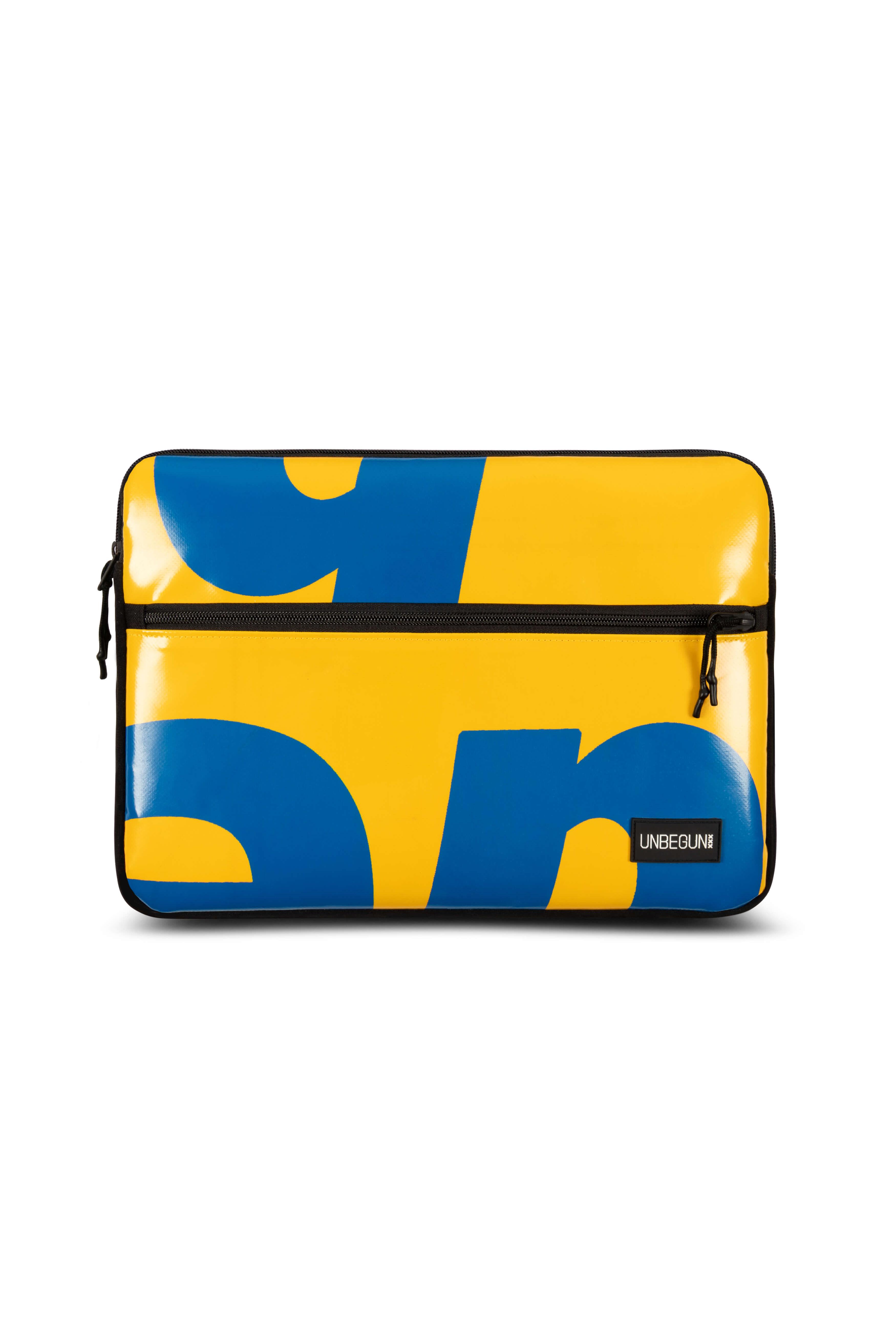 UNBEGUN mannen vegan Laptophoes Voorvak Geel Blauw Ii