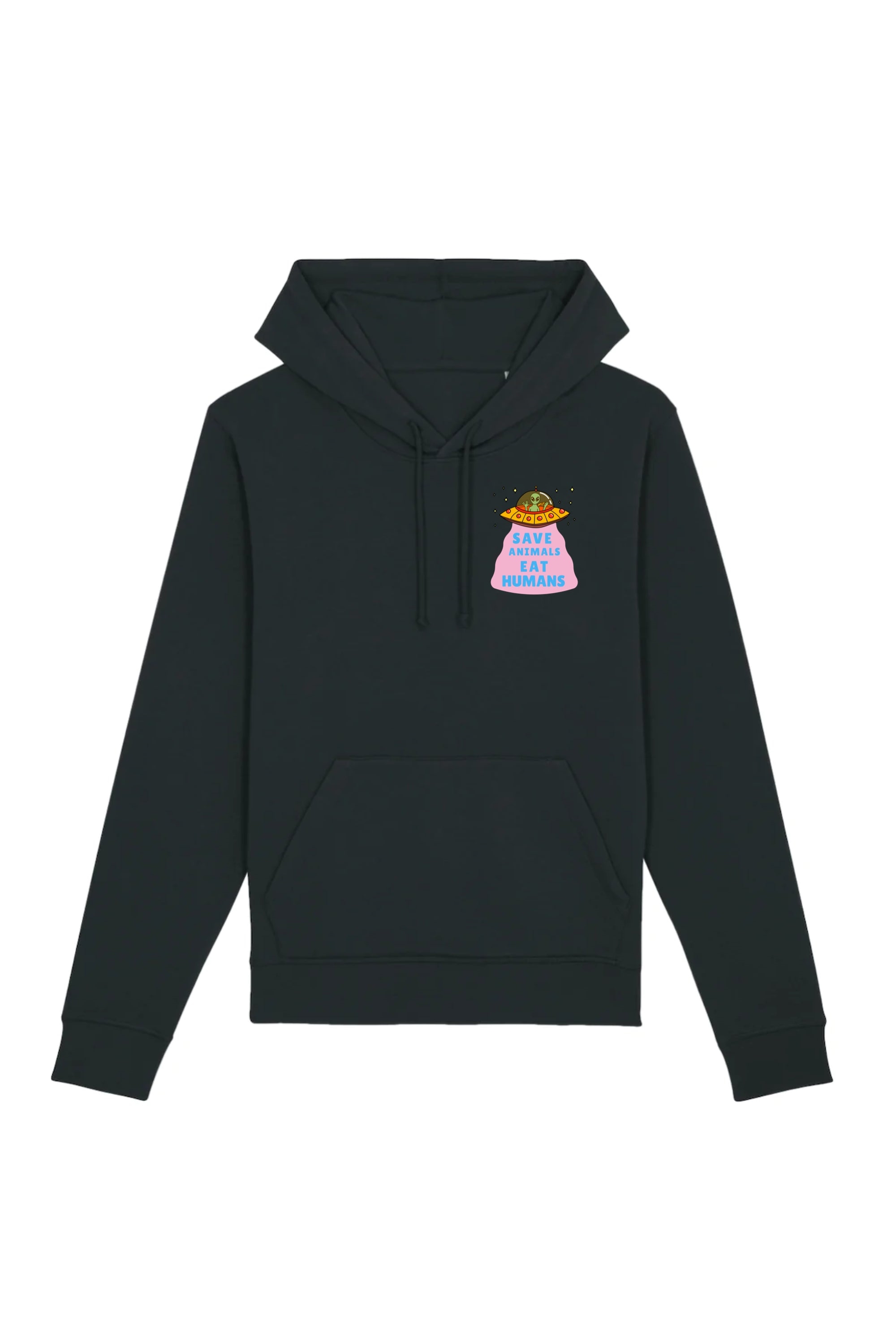 Oat Milk Club  Hoodie Save Animals Eat Humans Unisex Zwart