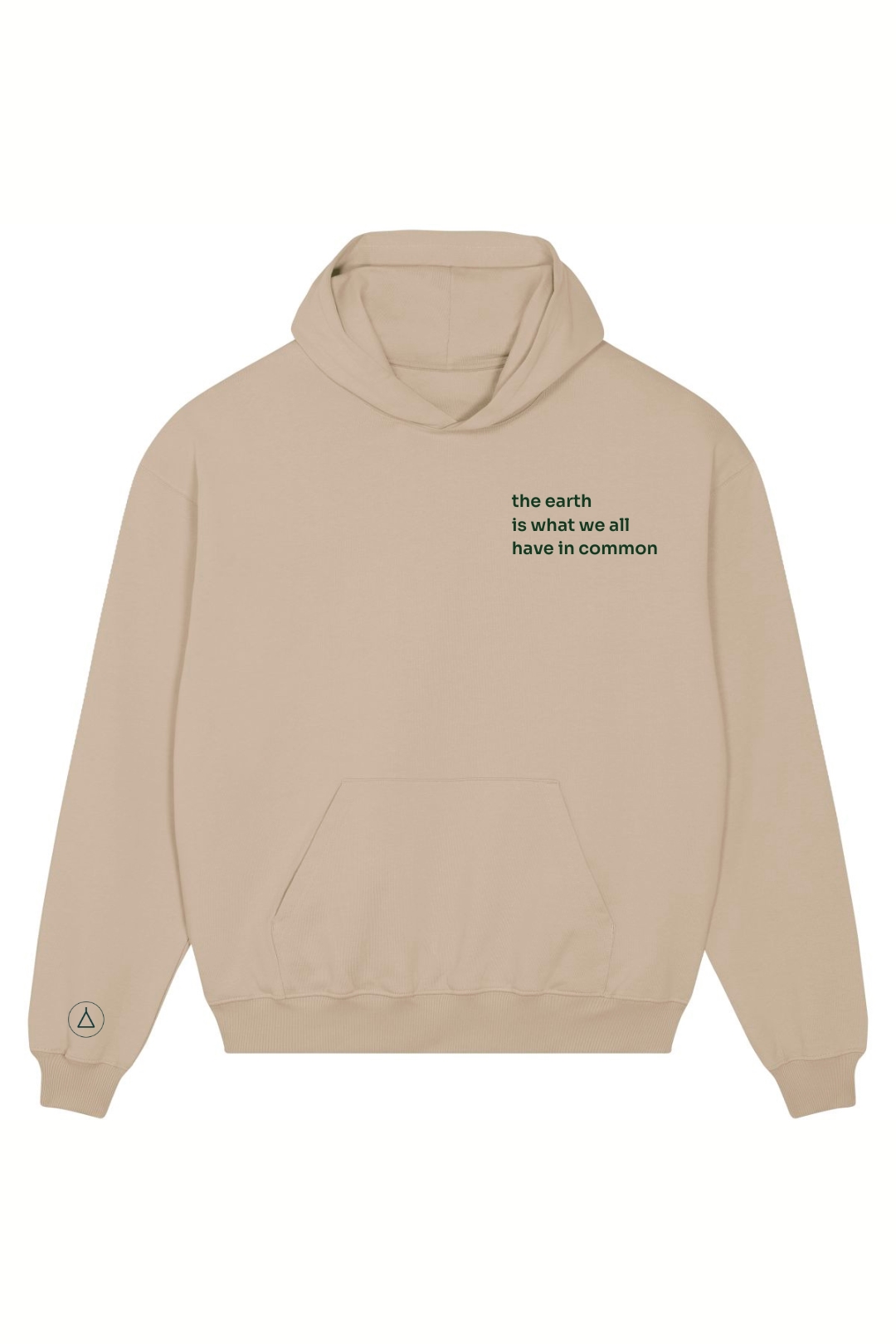 Inaska  Hoodie Statement Earth Stick Beige & Donkergroen