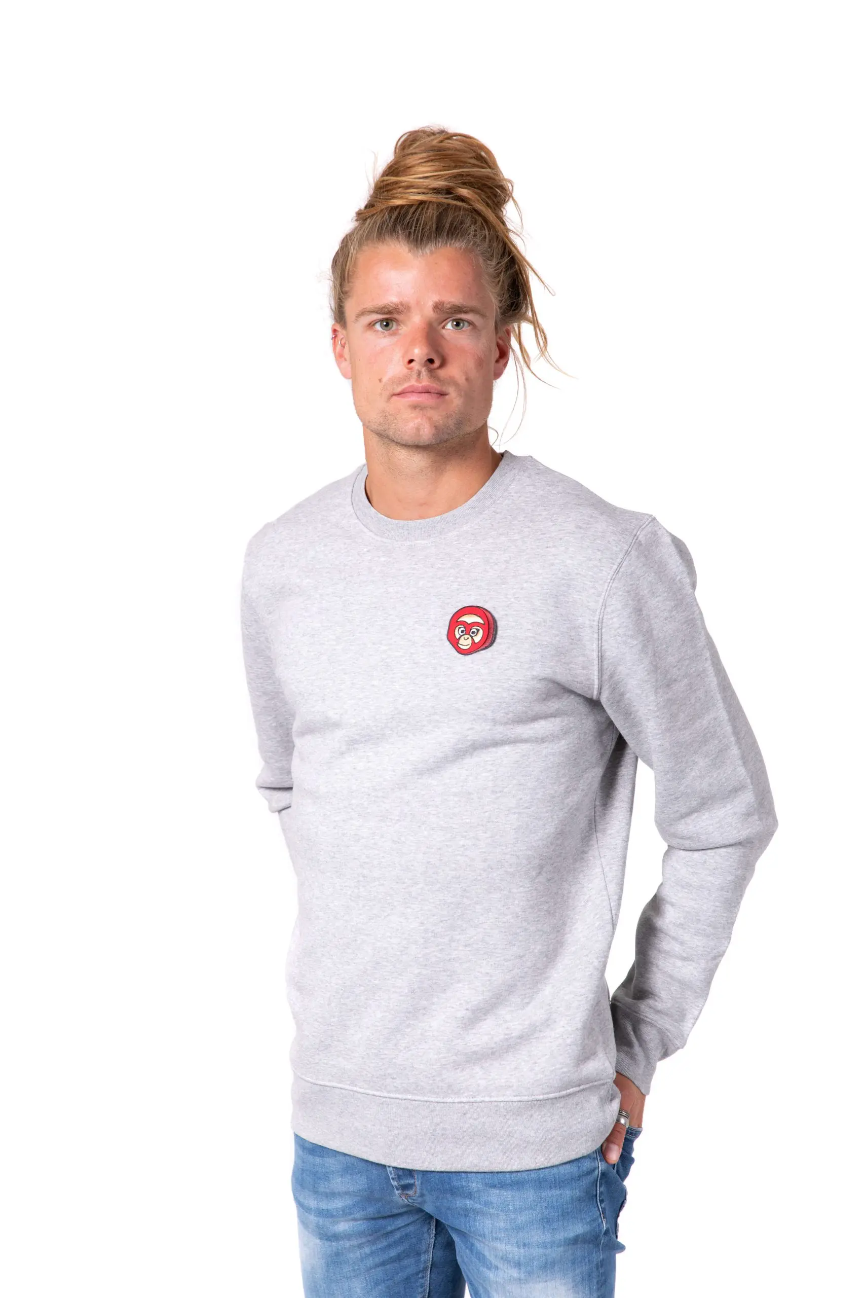 ADUH mannen vegan Sweatshirt Bulan Kepala Grijs
